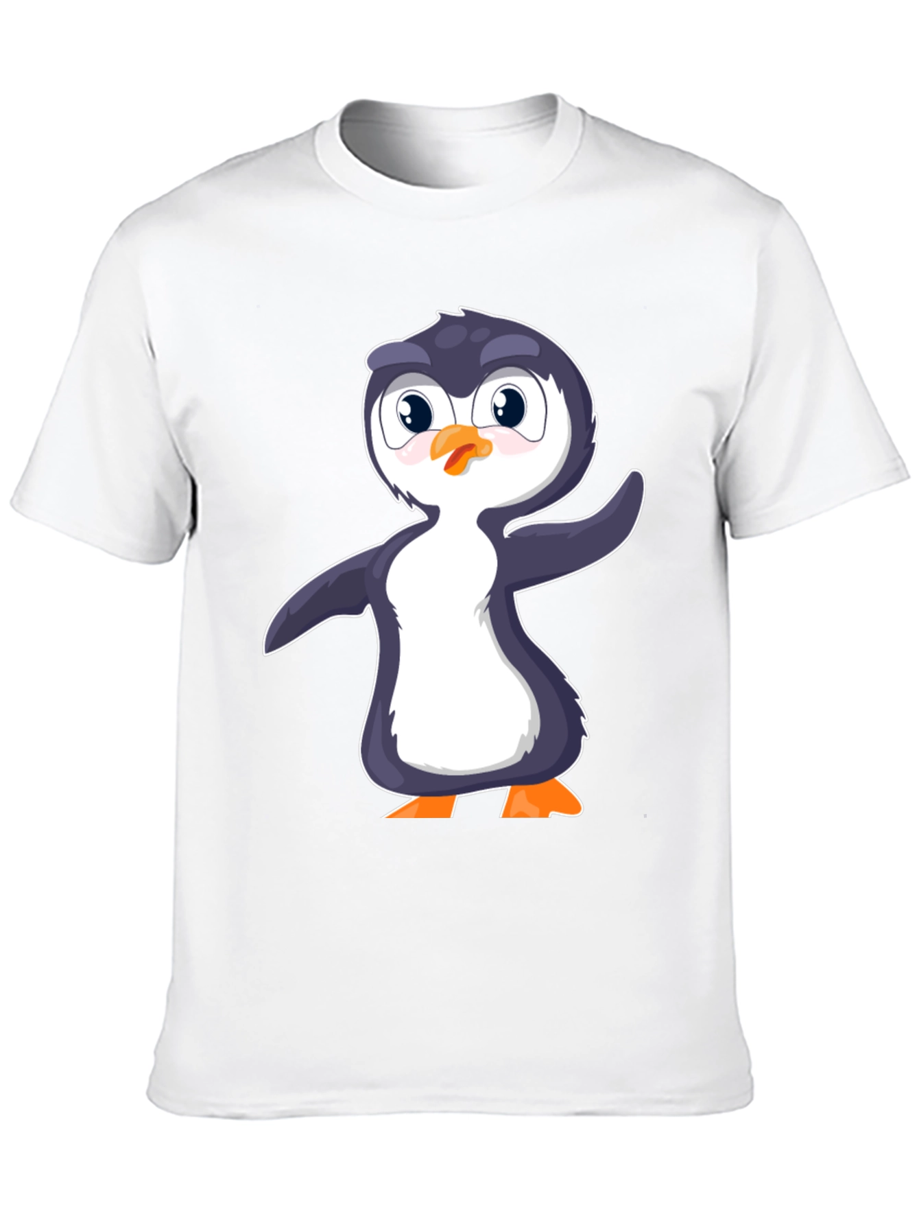 Black Cute Penguin Graphic Print Black T-Shirt view 10