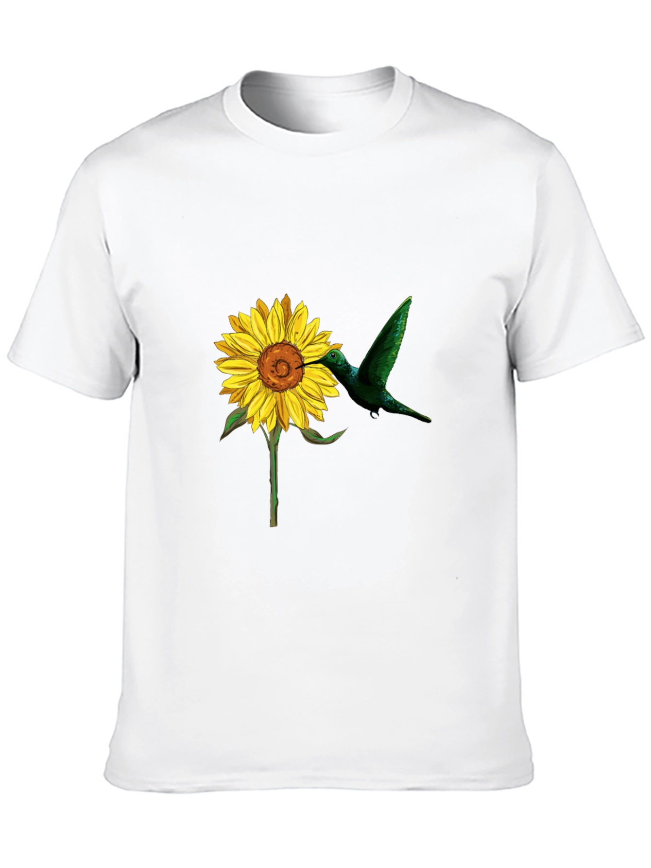 Black Hummingbird & Sunflower Graphic Black T-Shirt view 10