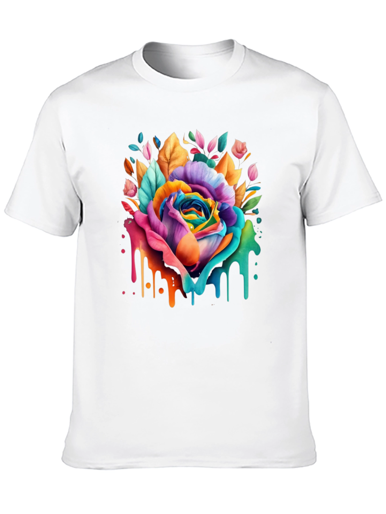 Black Rainbow Rose Drip Graphic Tee - Vivid Colors view 10