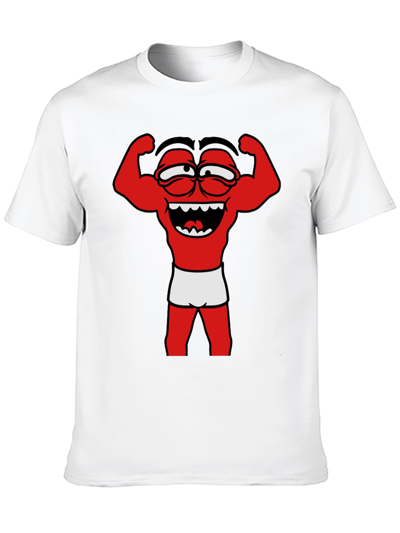 Black Funny Muscle Man Cartoon Graphic Tee - Black view 10