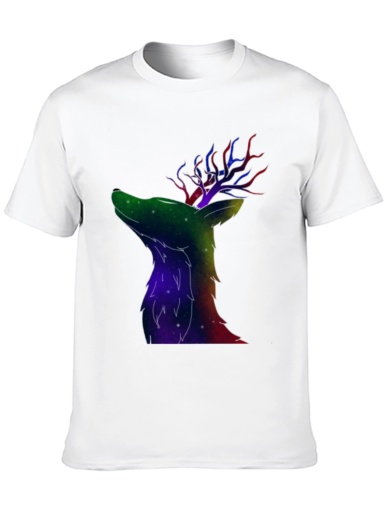 Black Galaxy Deer Graphic T-Shirt view 10