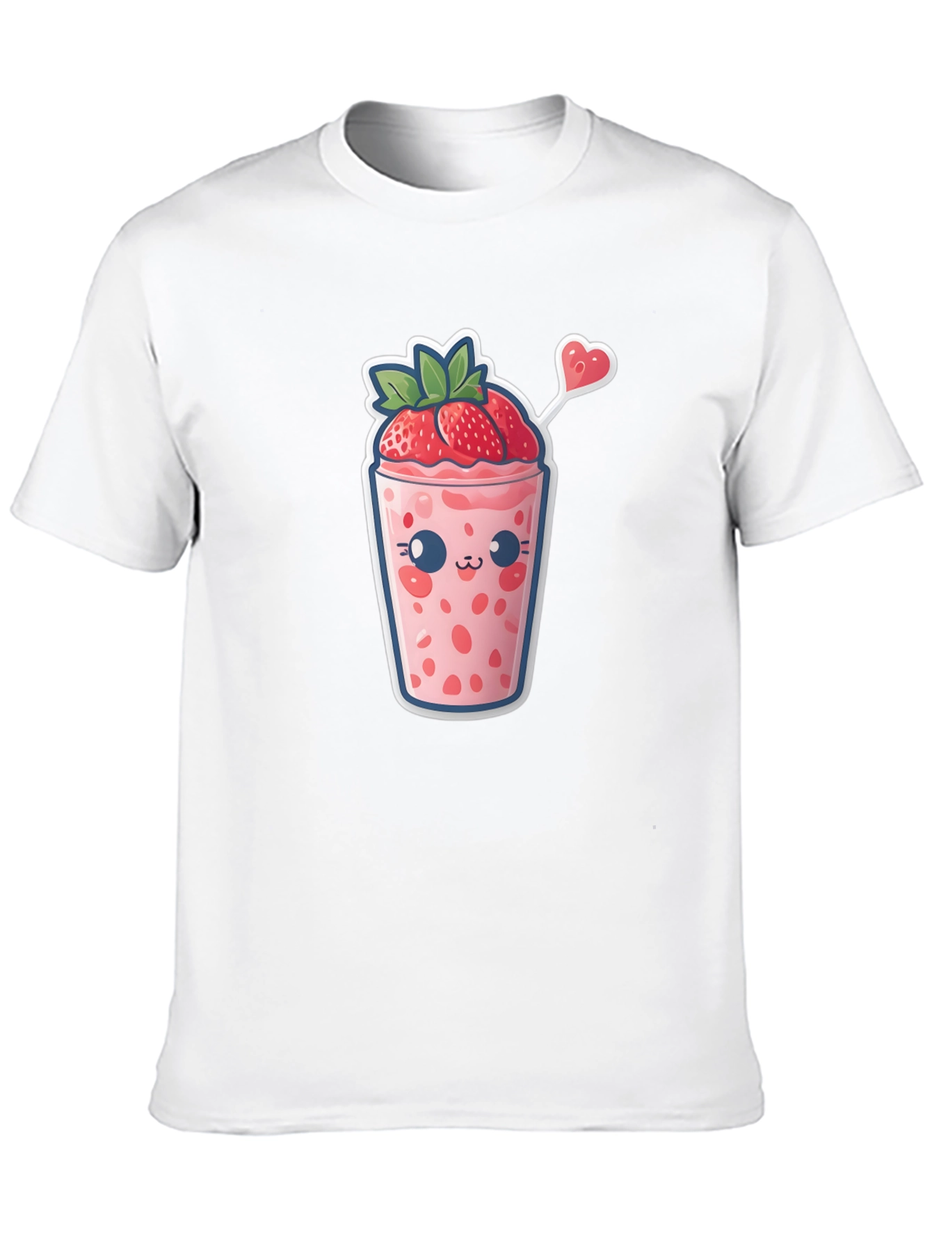 Black Kawaii Strawberry Smoothie T-Shirt view 10