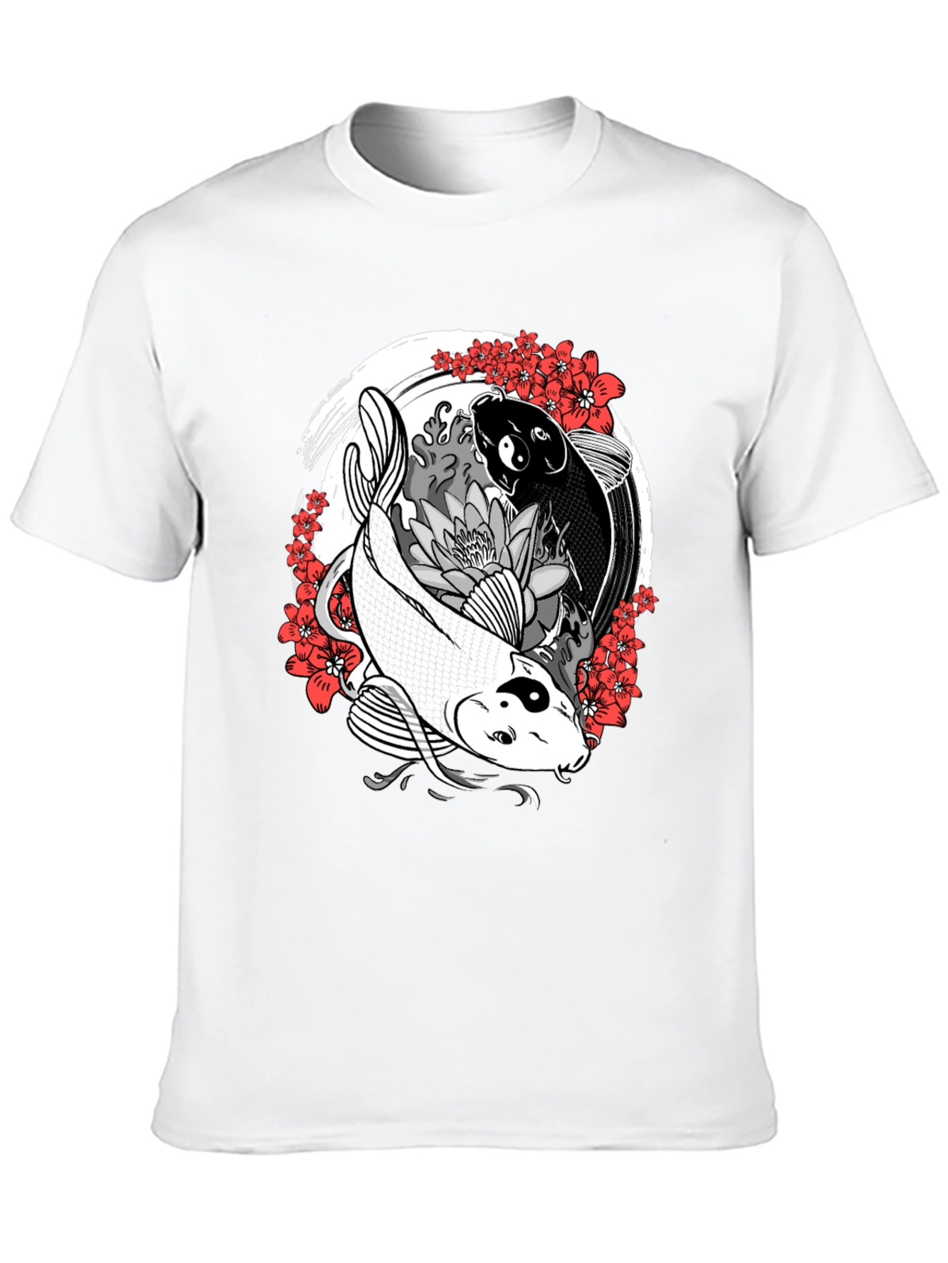 Black Yin Yang Koi Fish Graphic Tee - Harmony & Balance view 10
