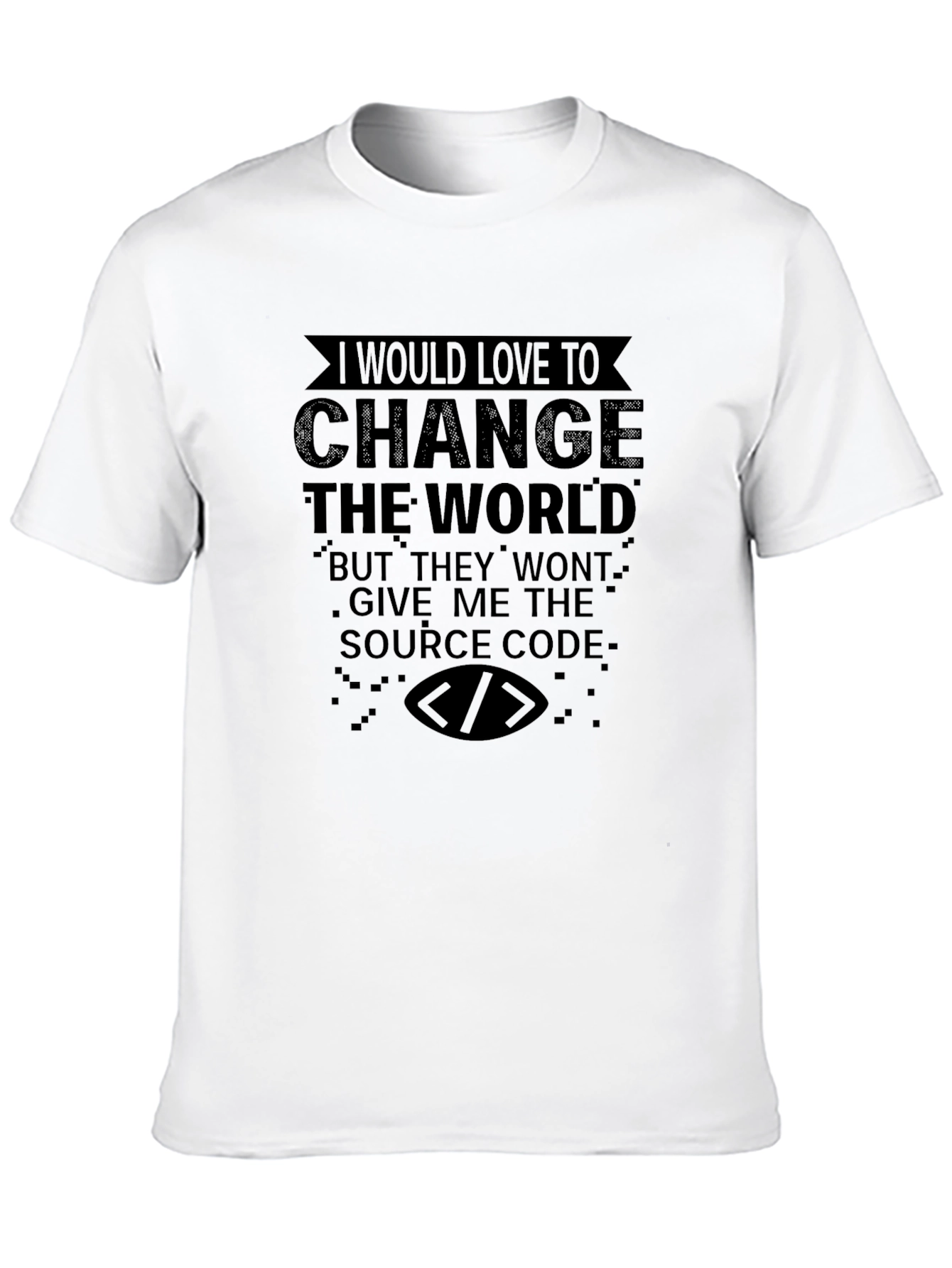 Black Change The World Source Code T-Shirt view 10