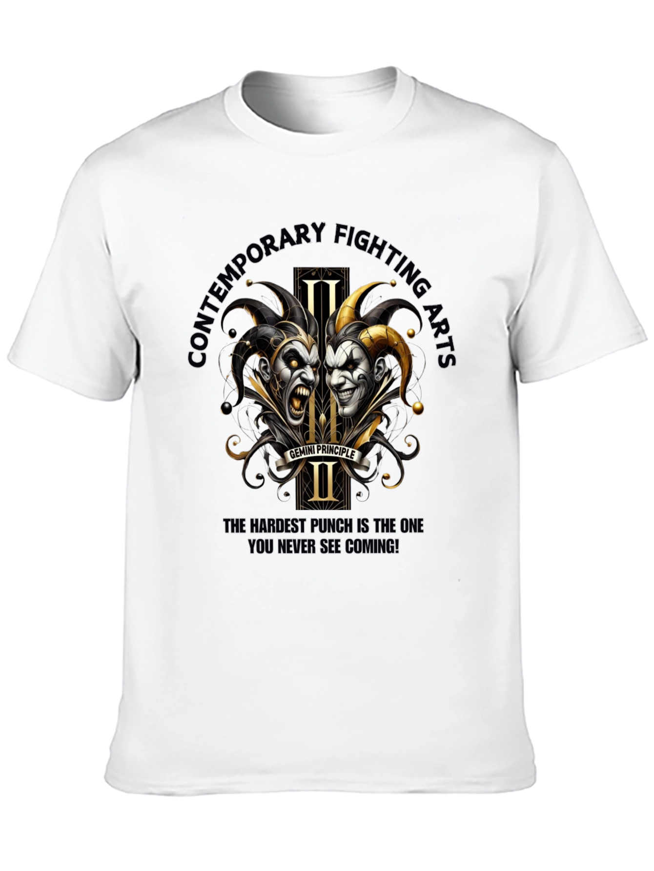 Black Contemporary Fighting Arts Gemini Principle T-Shirt view 10
