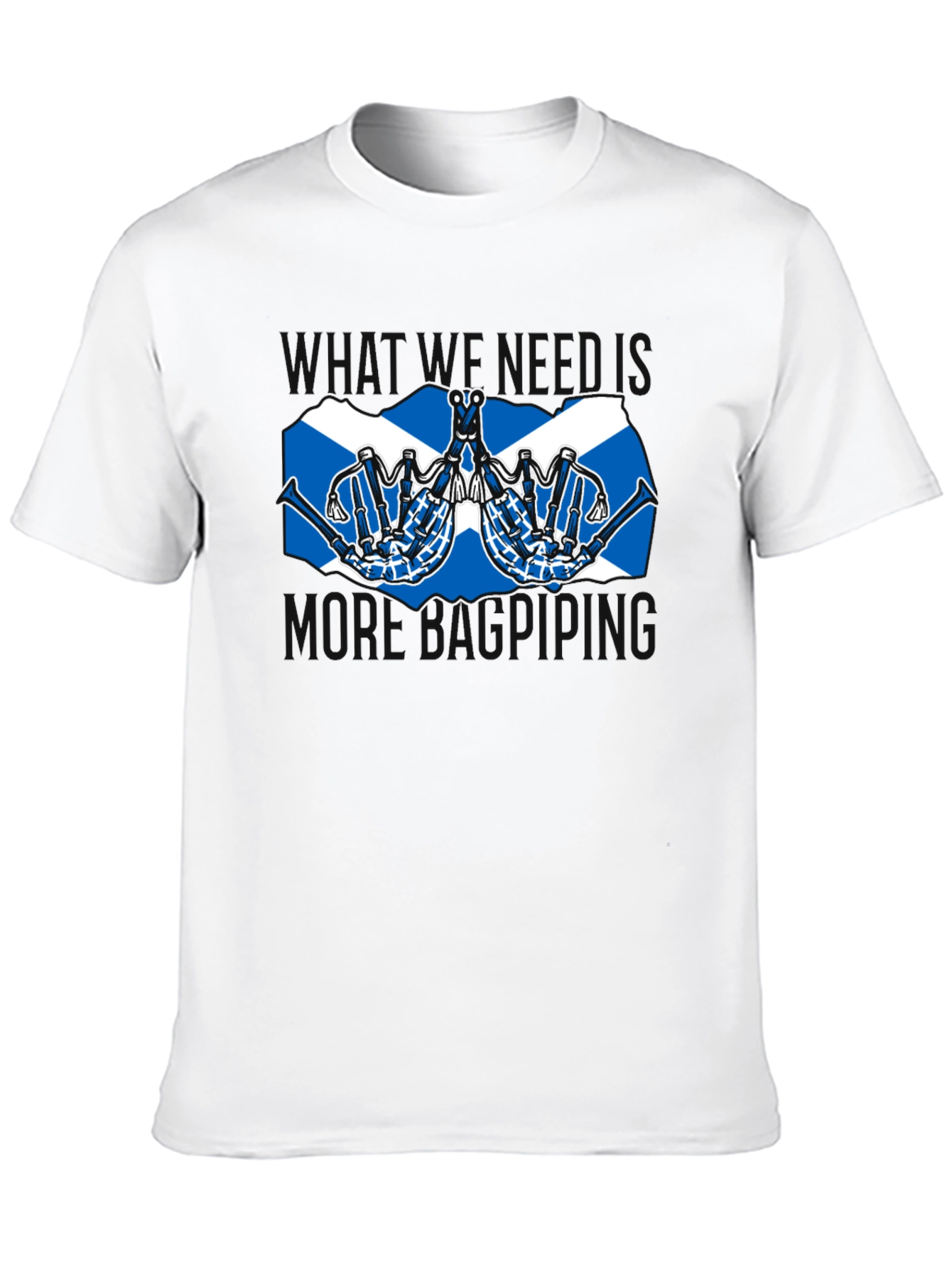 Black Scottish Bagpipes T-Shirt - "More Bagpiping" view 10