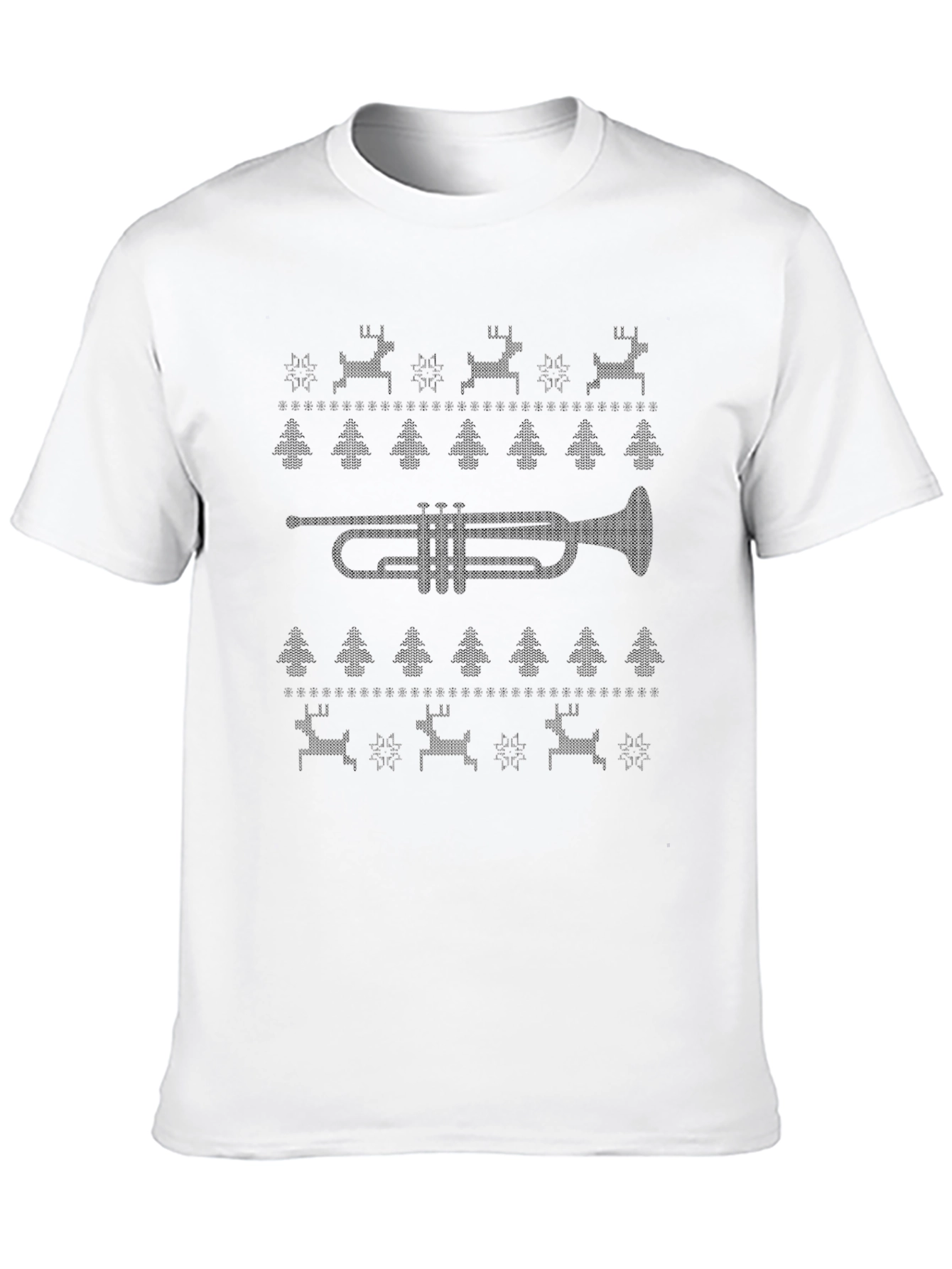 Black Novelty Trumpet Christmas Pattern T-Shirt view 10