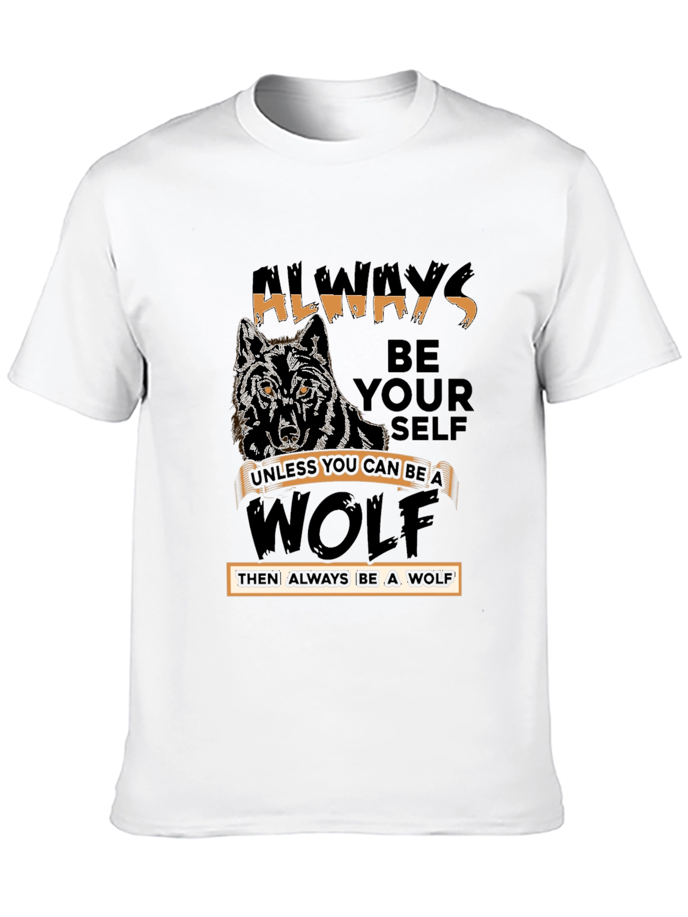 Black Always Be Yourself Wolf Graphic Tee view 10