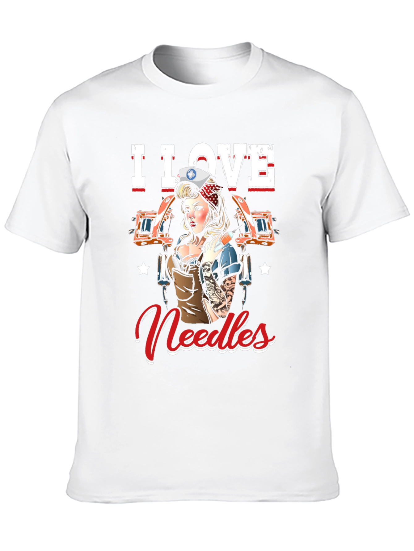 Black I Love Needles Black T-Shirt Tattoo Artist Nurse view 10