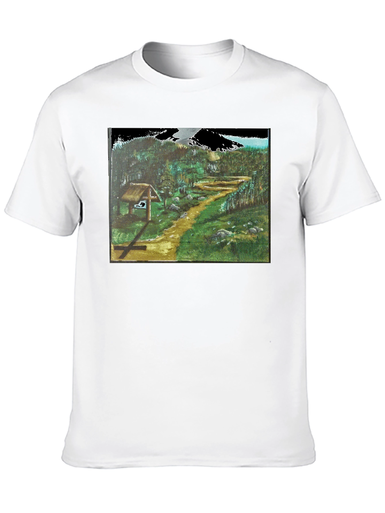 Black Nature Path Graphic Tee - Black Cotton Blend view 10