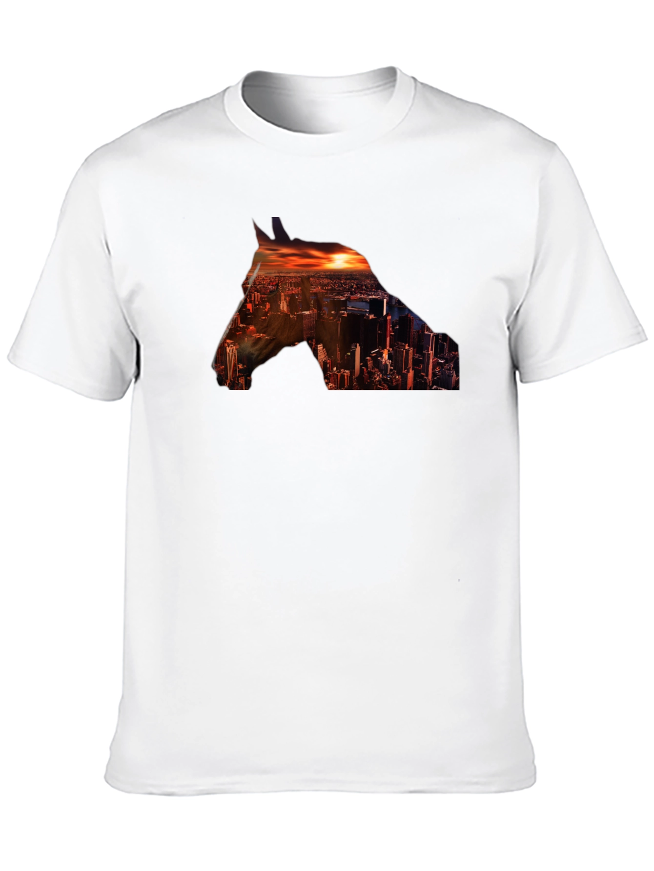 Black Cityscape Horse Graphic Tee - Stylish Urban Design view 10