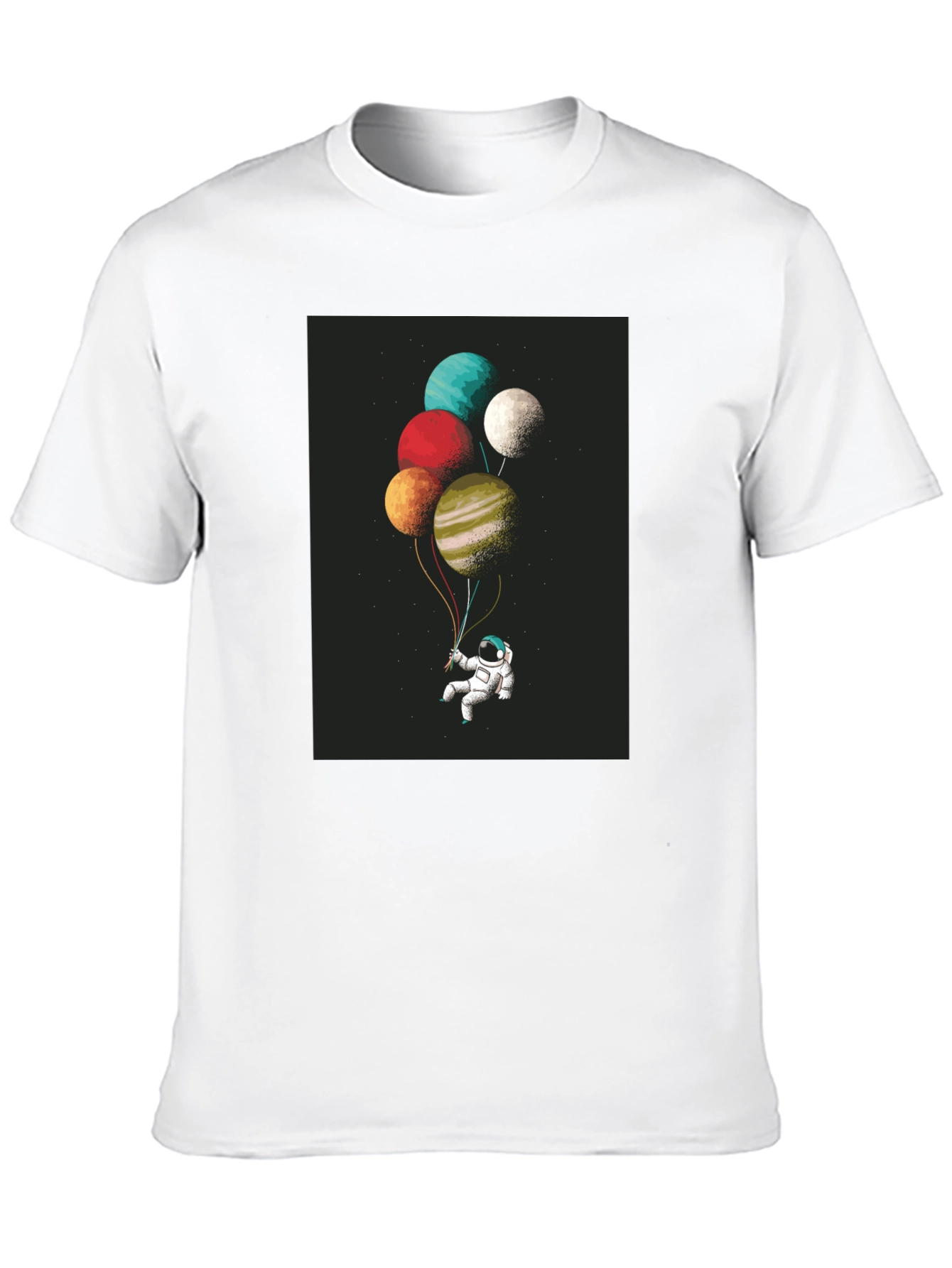 Black Astronaut Planet Balloons Graphic Tee - Black Cotton Blend view 10