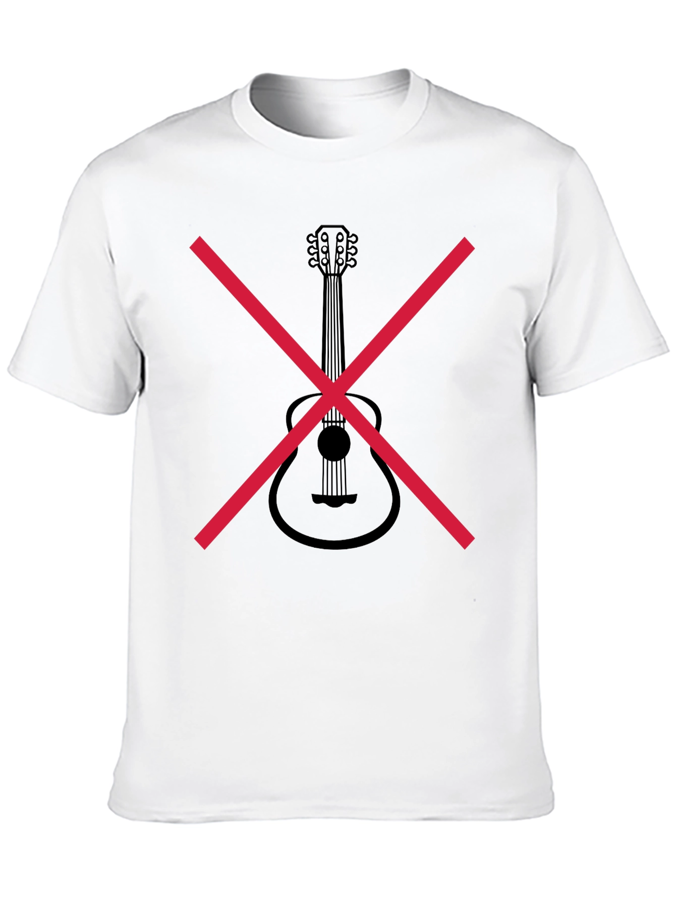 Black No Guitar Tee - Black Crew Neck T-Shirt view 10