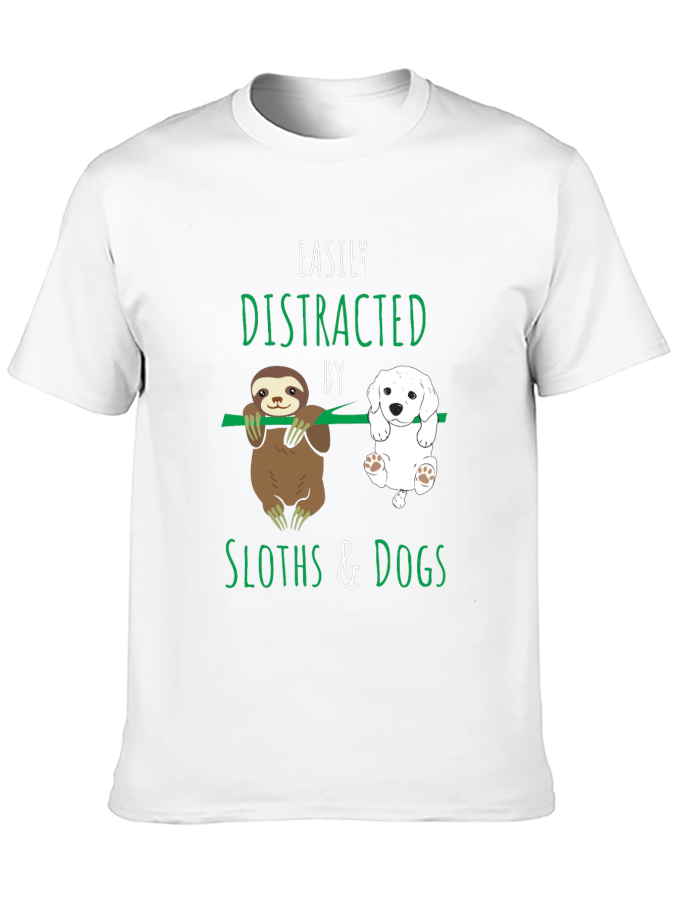 Black Easily Distracted By Sloths & Dogs T-Shirt view 10