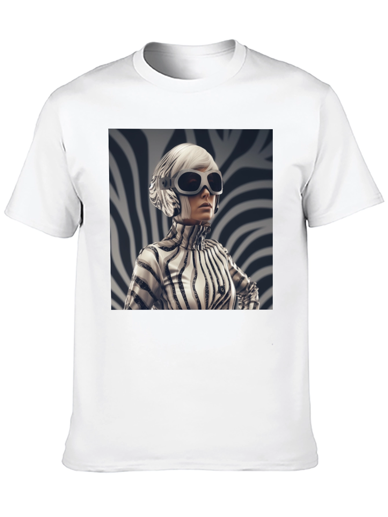 Black Stylish Black Tee with Zebra Print Design view 10