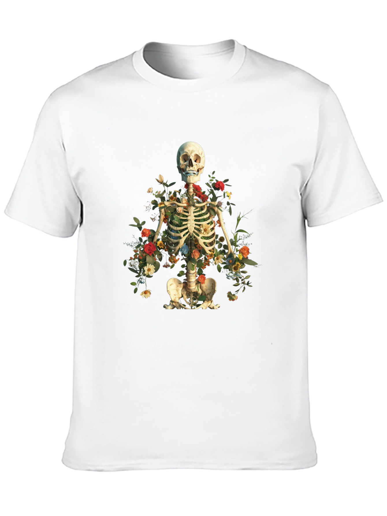 Black Floral Skeleton Graphic Tee view 10