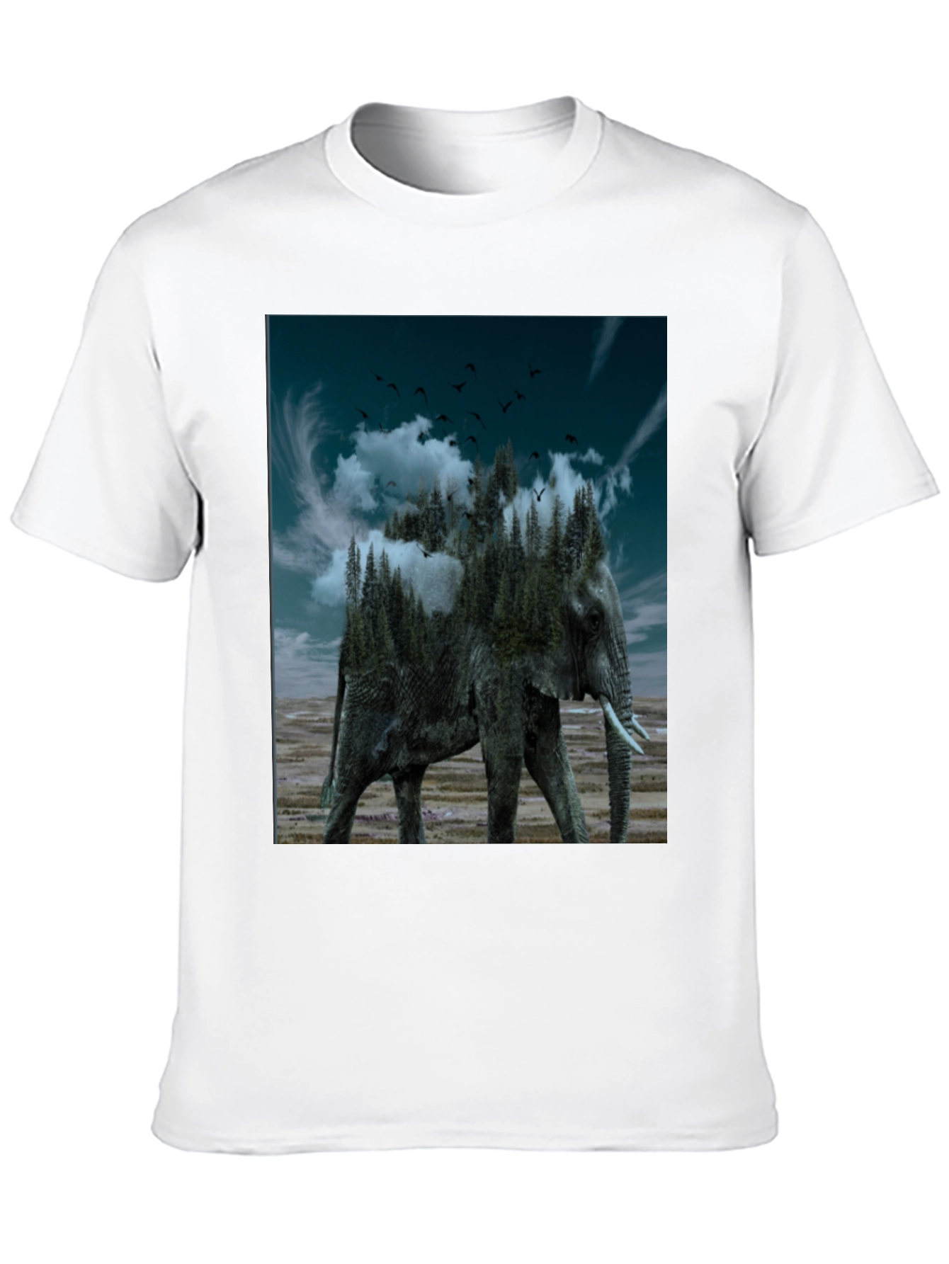 Black Surreal Elephant Forest Graphic Tee - Black view 10