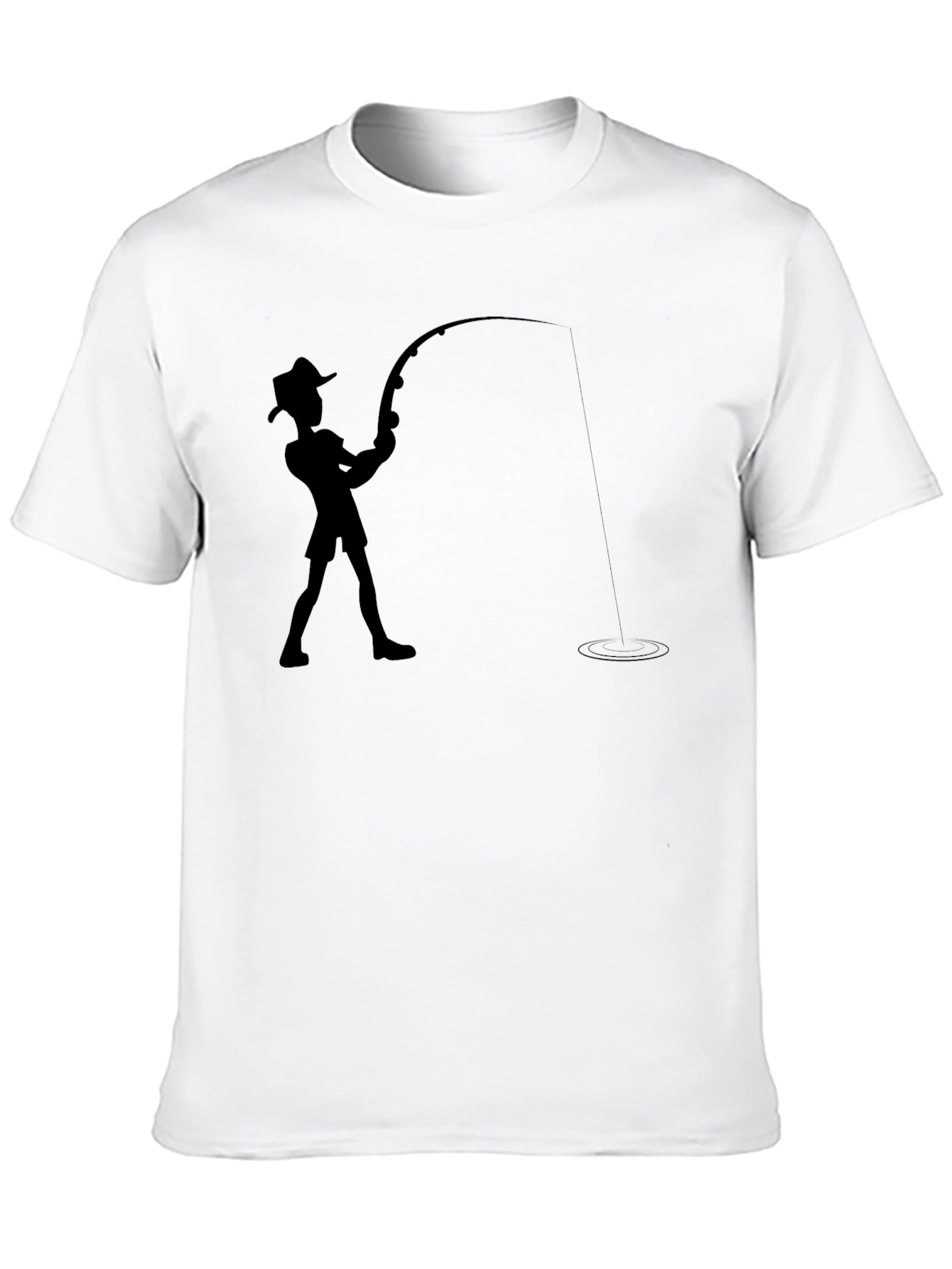 Black Fishing Silhouette Graphic Tee - Black Casual Shirt view 10