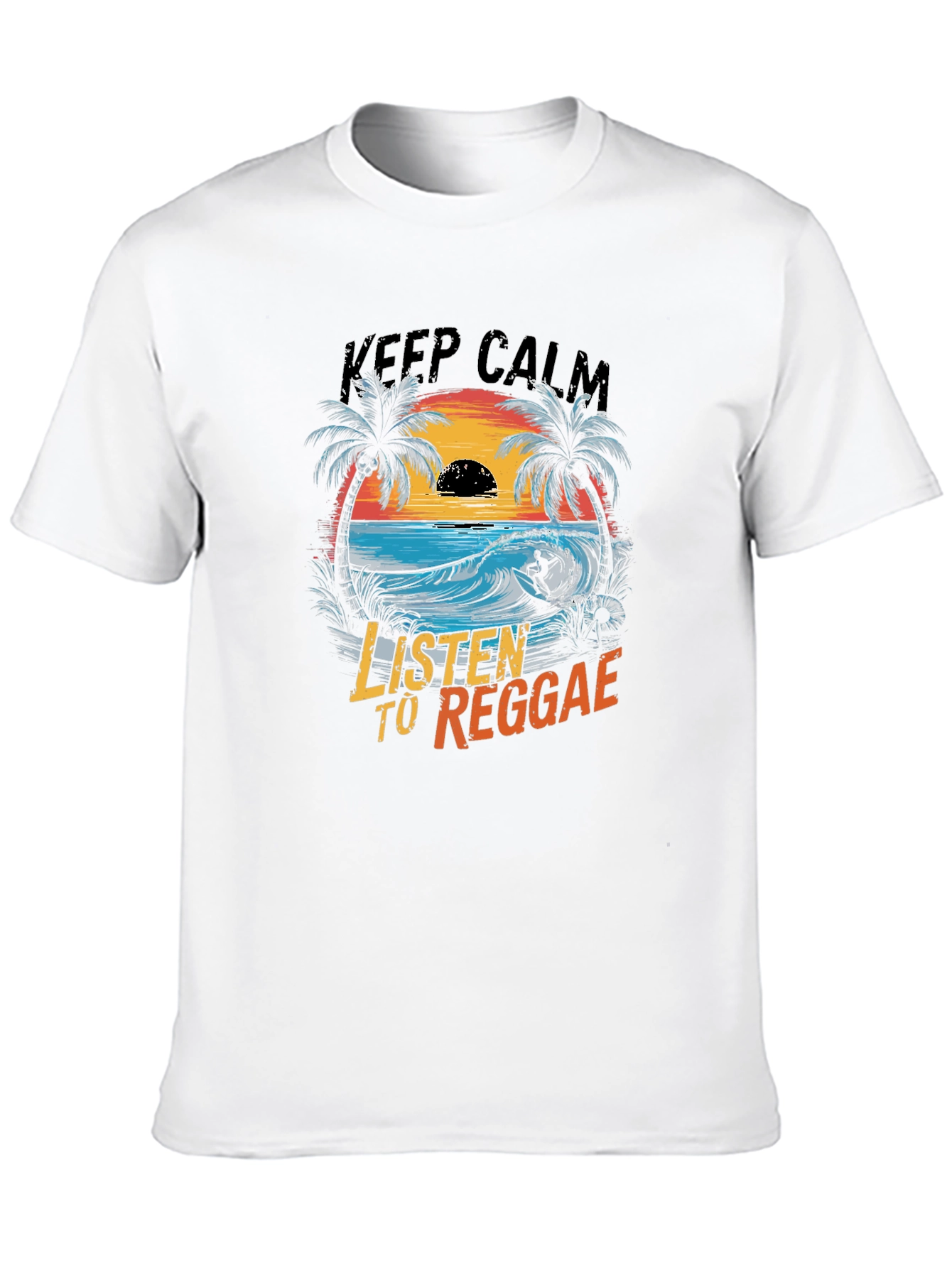 Black Keep Calm Listen to Reggae Graphic T-Shirt view 10