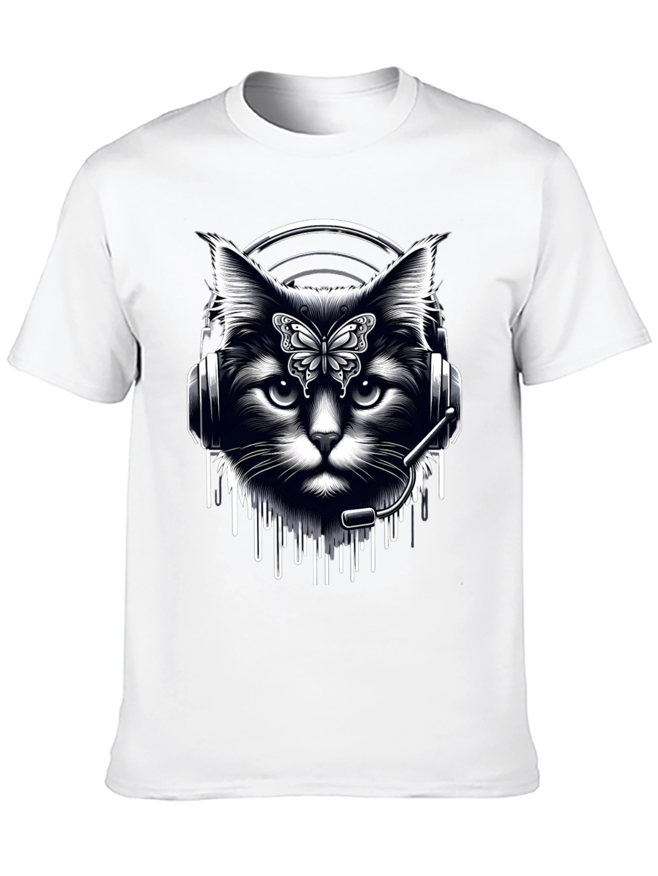 Black Cat DJ Graphic T-Shirt - Black view 10