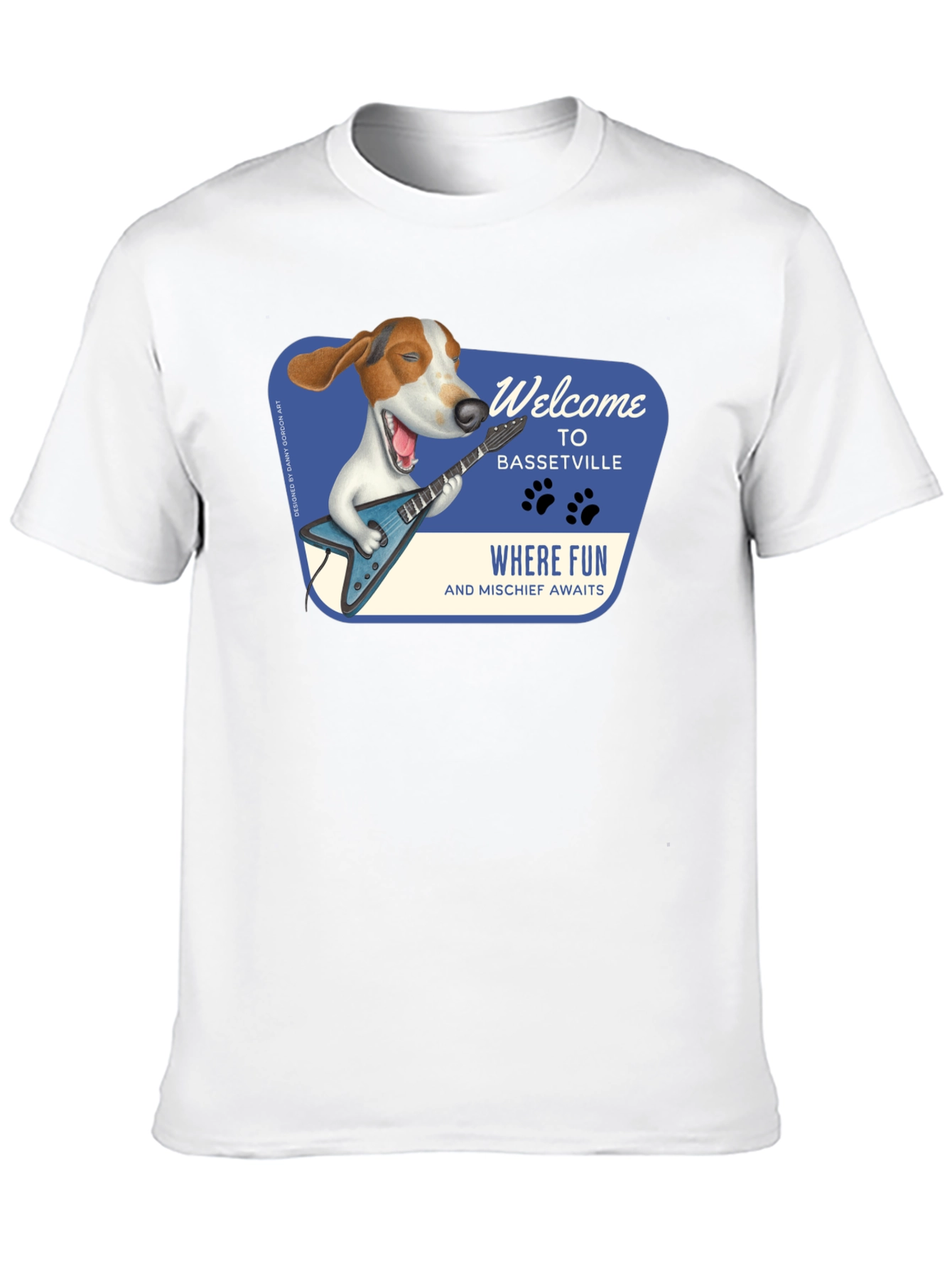 Black Bassetville Dog Guitarist Graphic Tee view 10