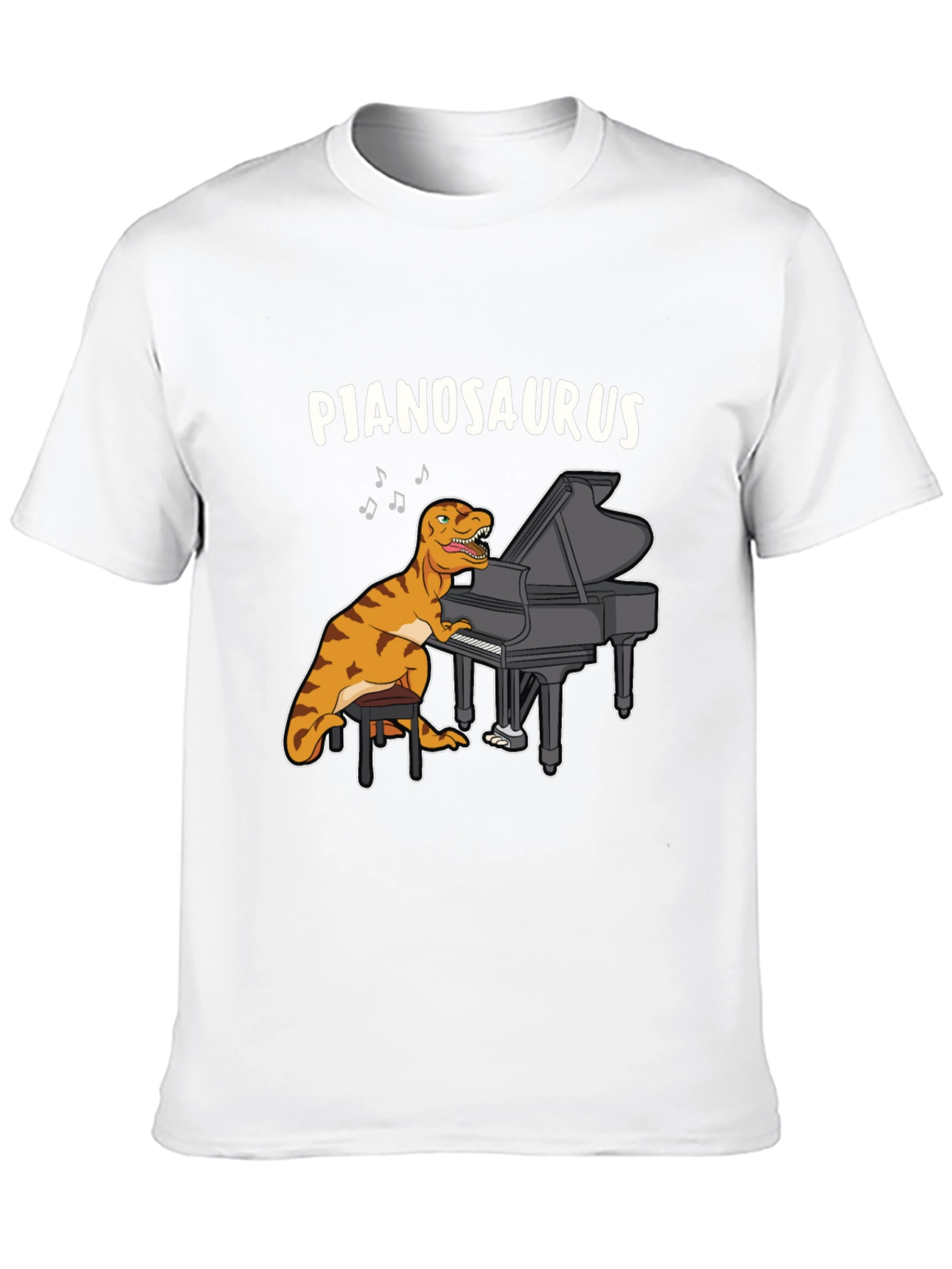 Black Pjanosaurus T-Shirt - Dinosaur Playing Piano Funny Tee view 10