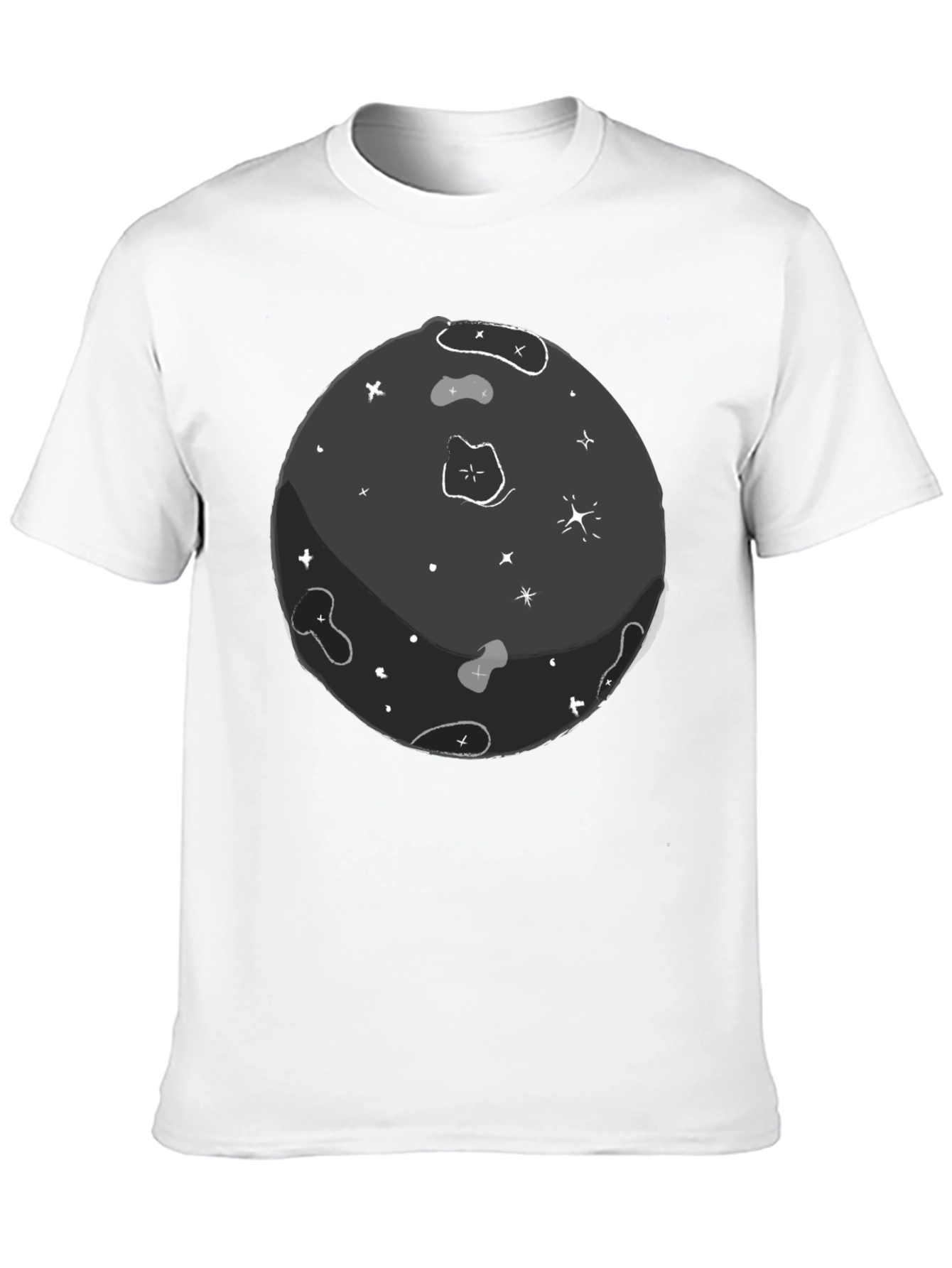 Black Cartoon Space T-Shirt - Unique Graphic Tee view 10