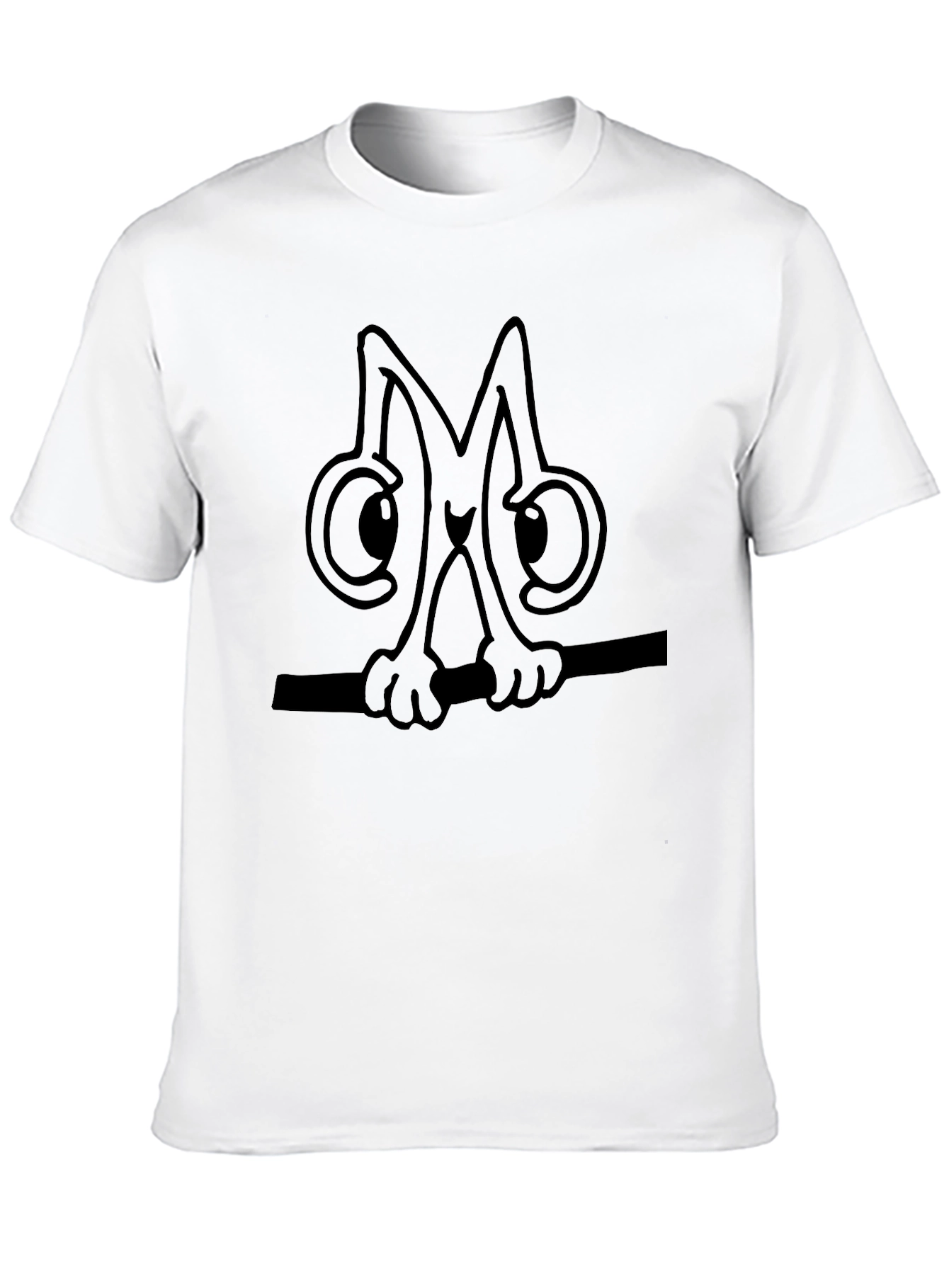 Black Cartoon Cat Graphic Tee - Black Cotton Casual Top view 10