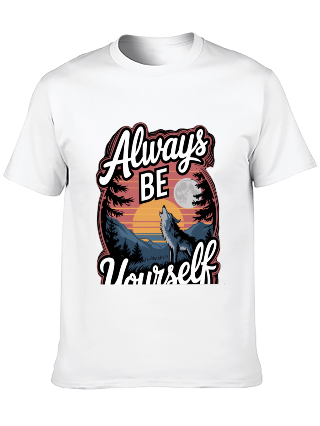 Black Always Be Yourself Wolf Graphic Tee view 10