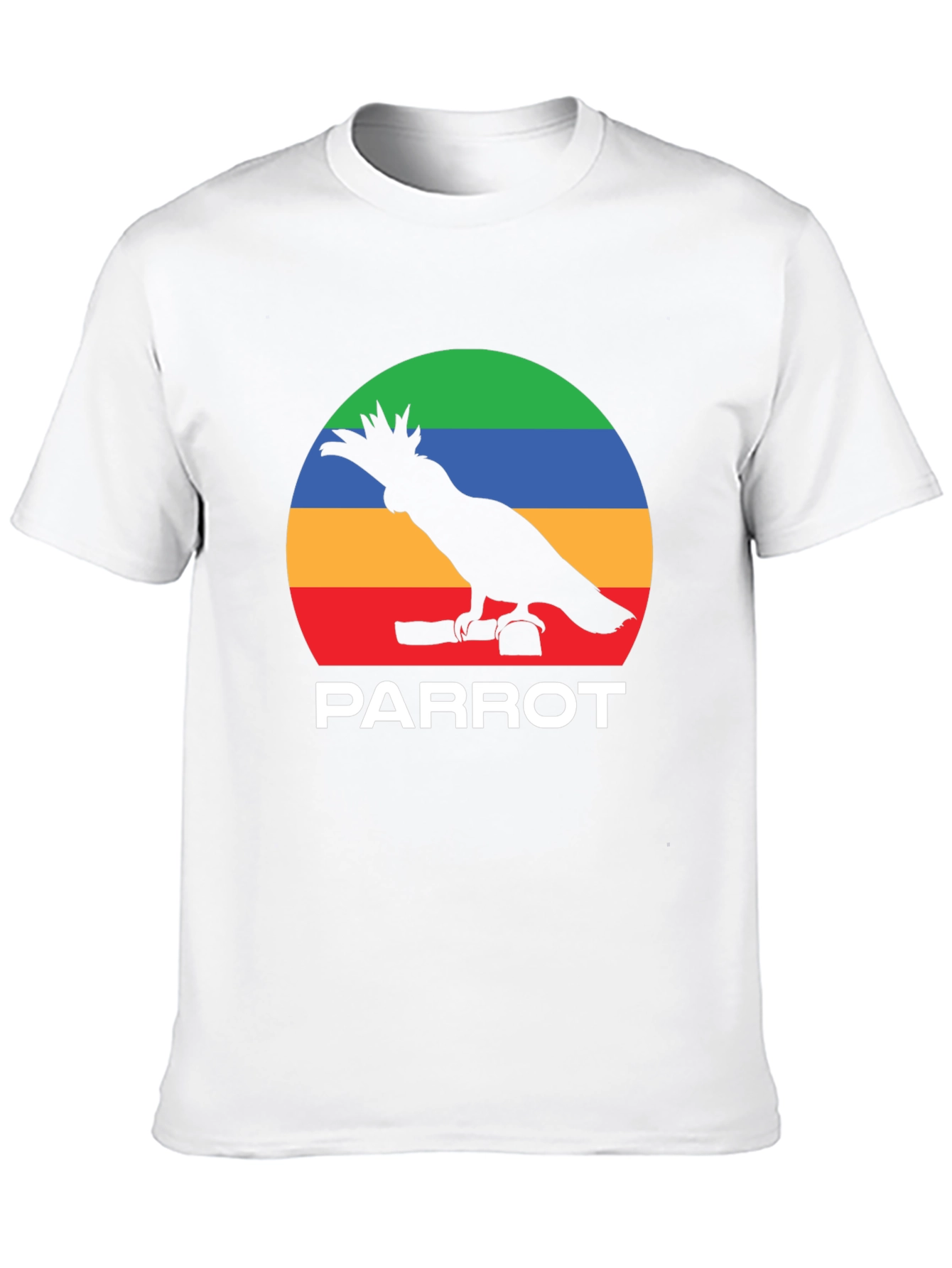 Black Parrot Silhouette T-Shirt - Rainbow Stripes view 10