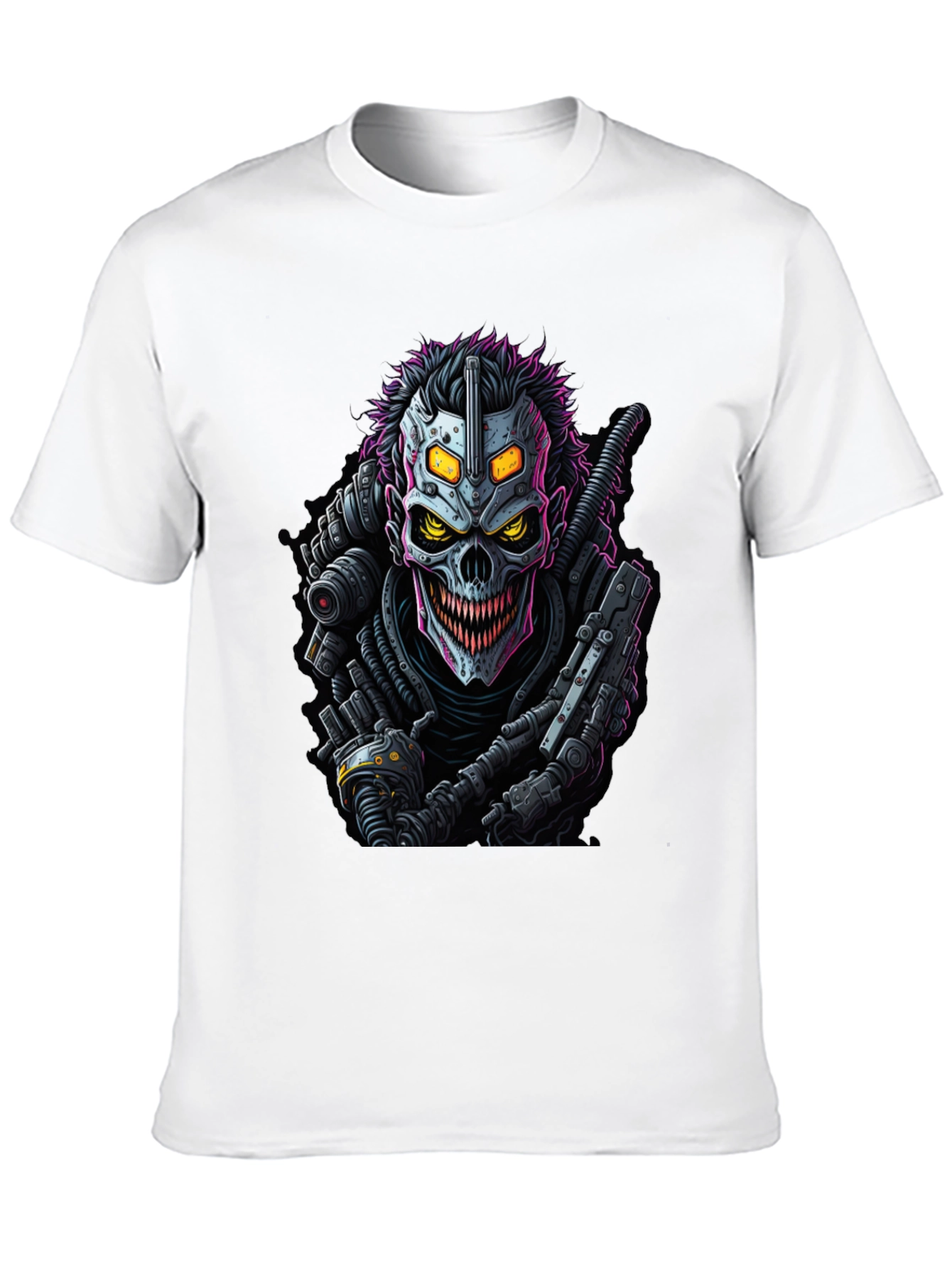 Black Cyberpunk Skull Graphic Tee - Black view 10