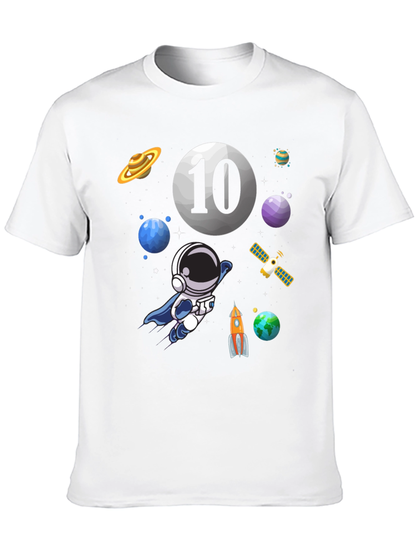 Black Astronaut 10th Birthday T-Shirt view 10