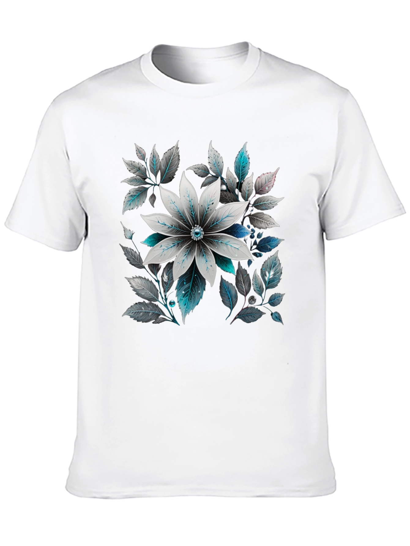 Black Floral Graphic Tee - Black Cotton Blend view 10