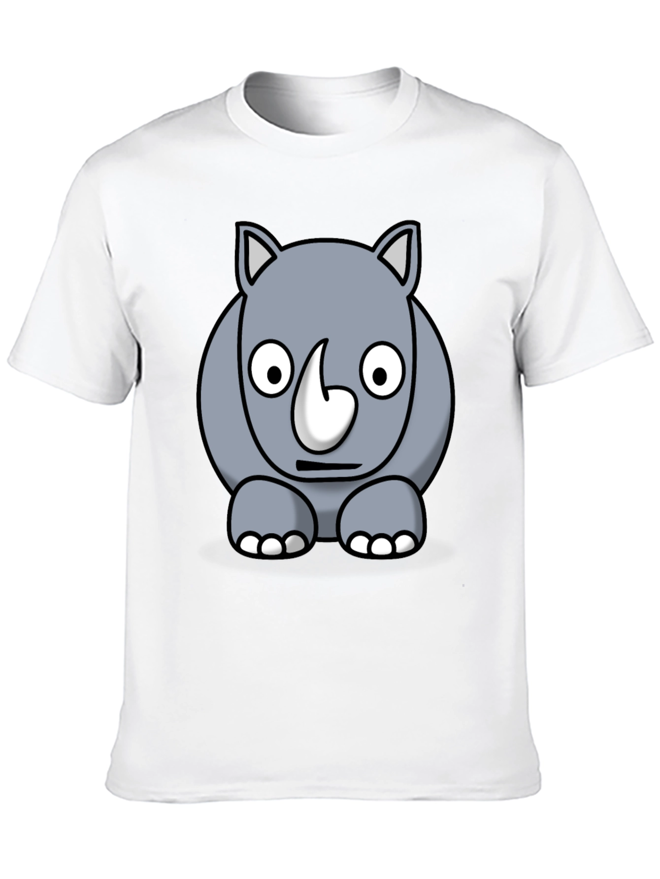 Black Cartoon Rhino Graphic Tee - Black Cotton T-Shirt view 10