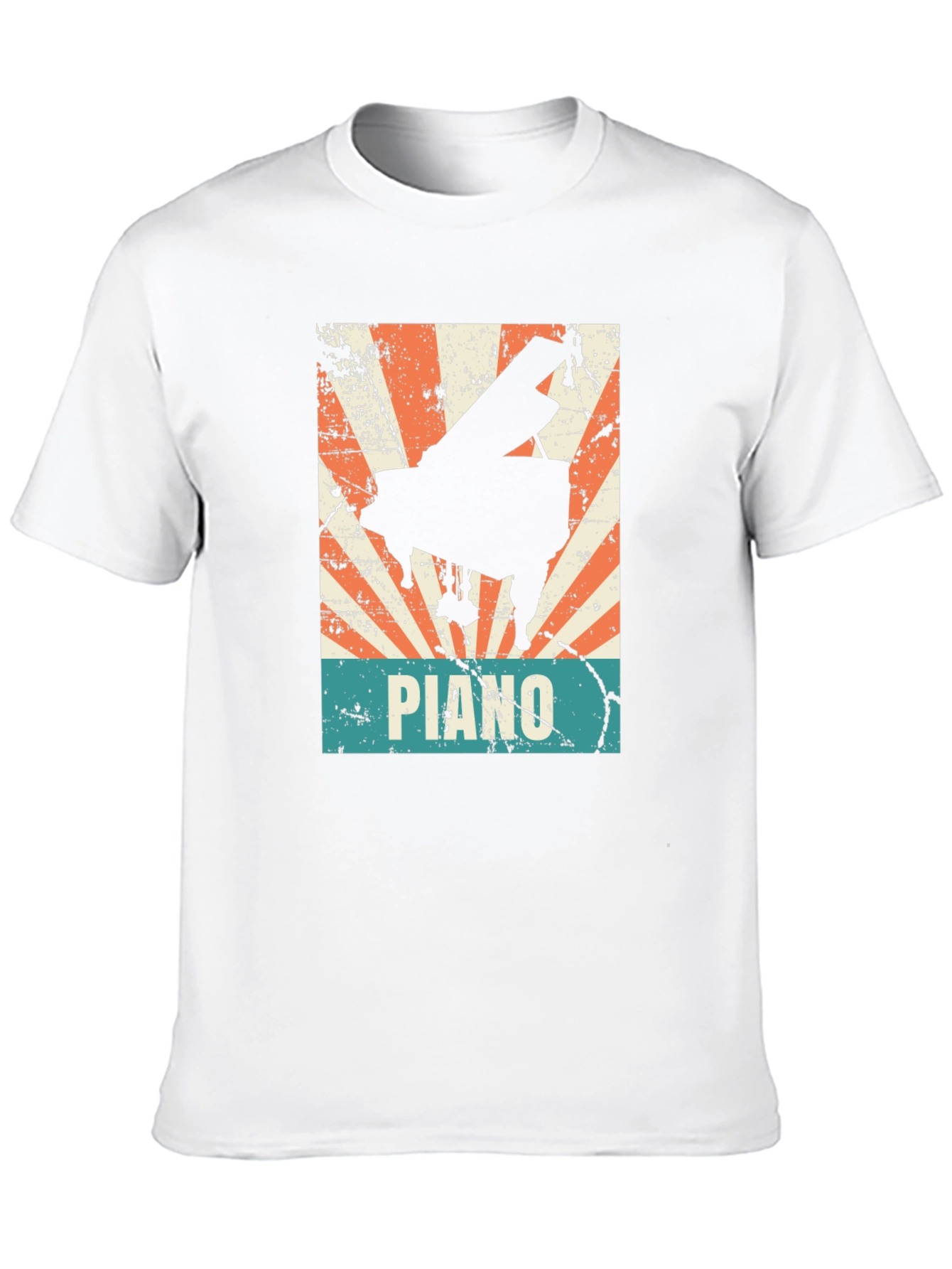 Black Retro Piano Graphic Tee - Vintage Style Musician T-Shirt view 10