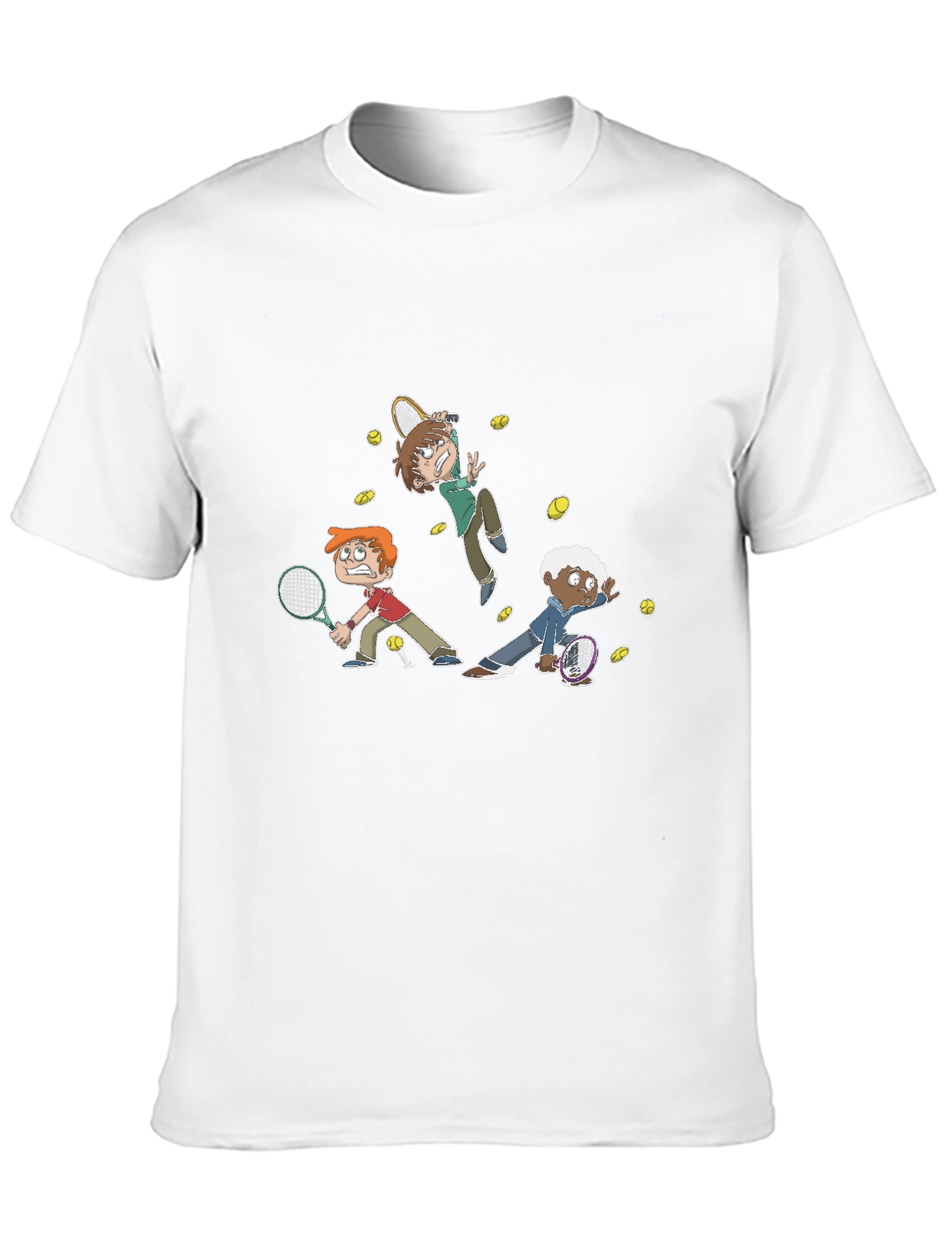 Black Tennis Cartoon Graphic Black T-Shirt view 10