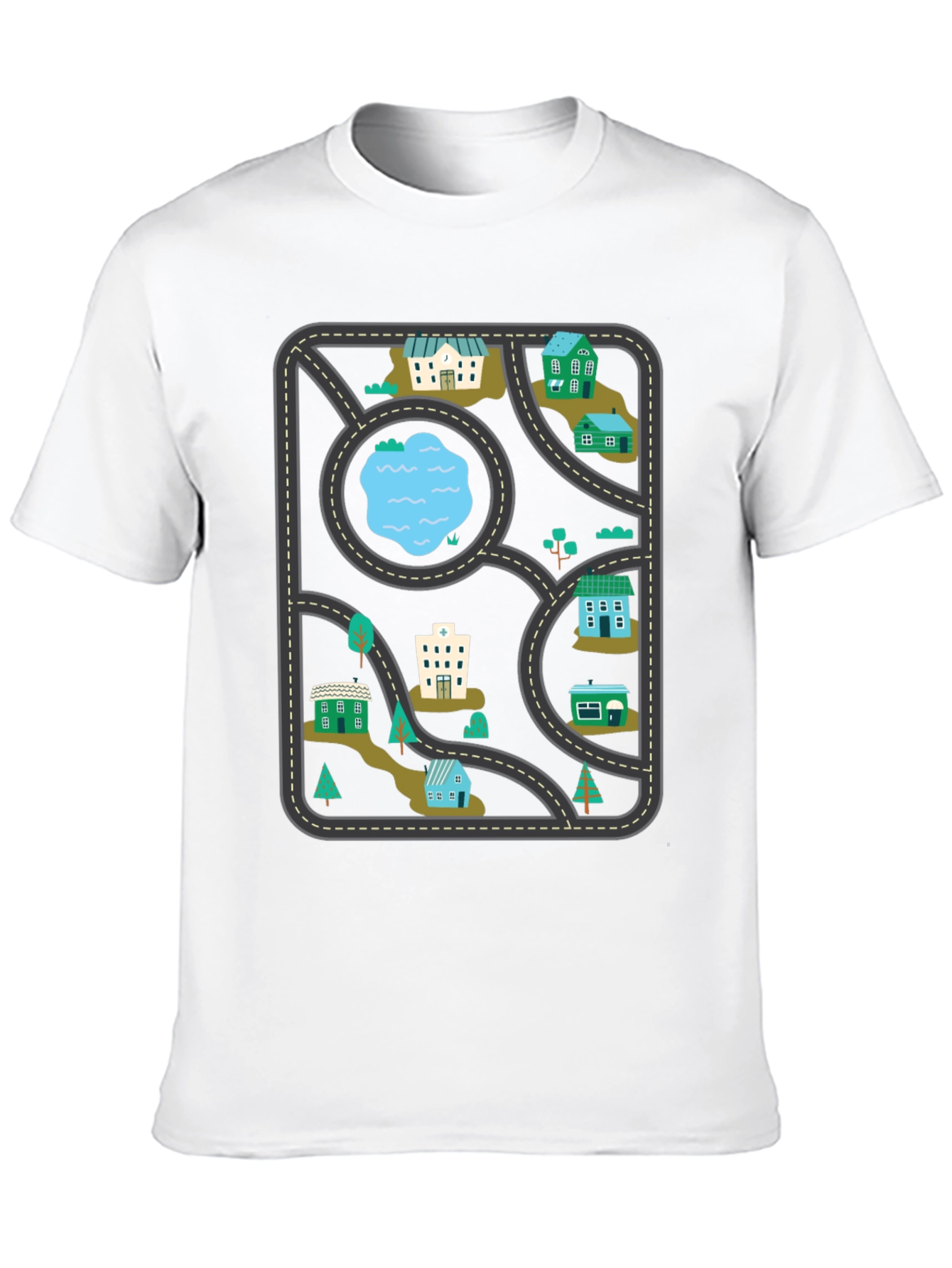 Black City Map Graphic Tee - Black Cotton T-Shirt view 10