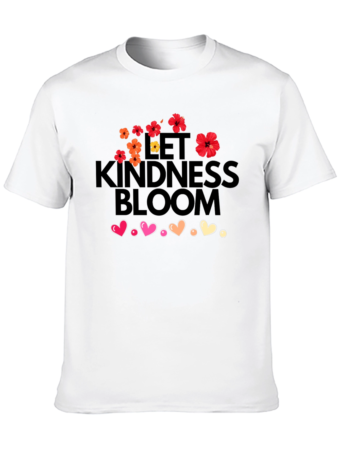 Black Let Kindness Bloom T-Shirt - Floral Heart Design view 10