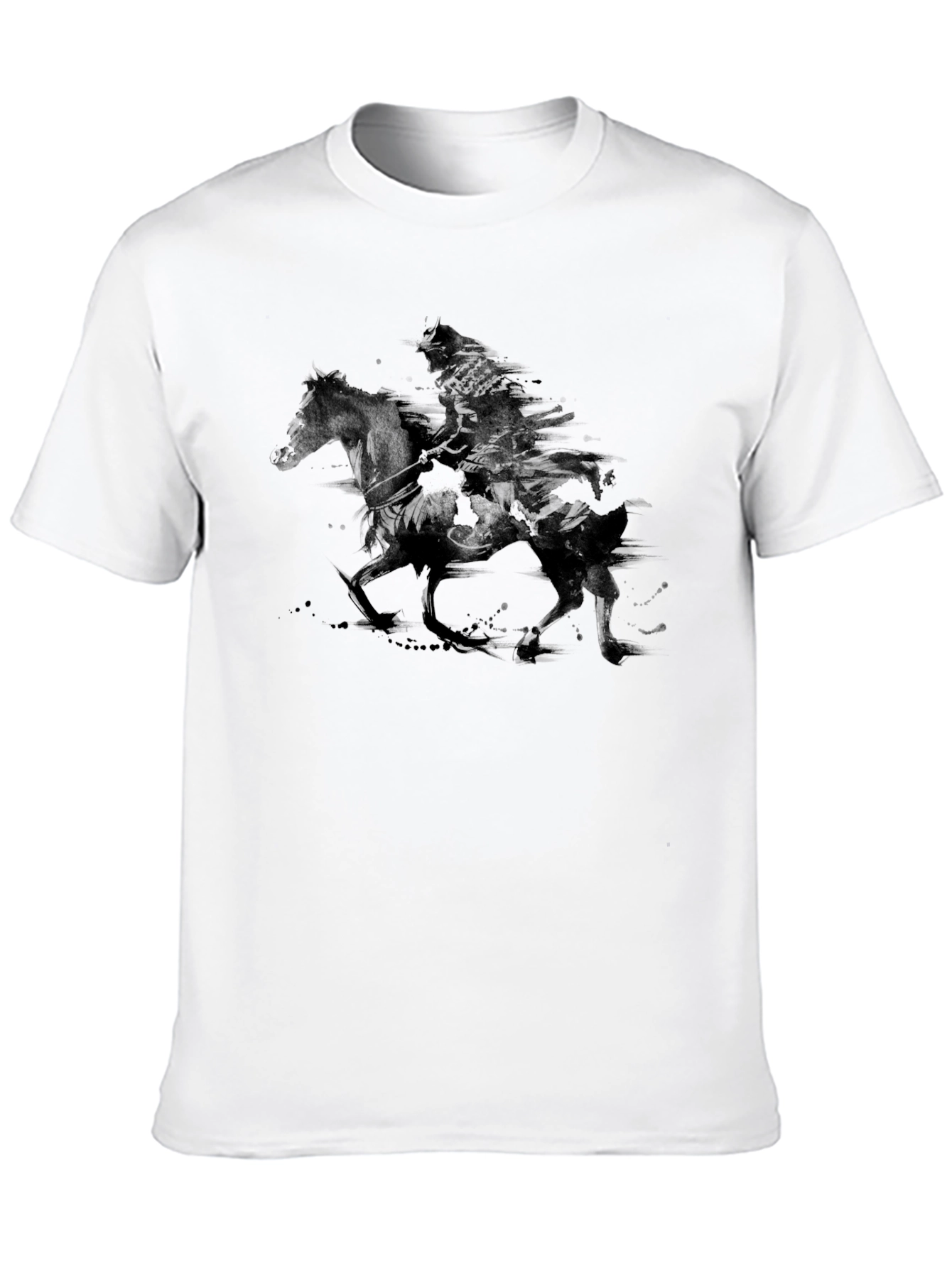 Black Samurai Warrior Horseback Black T-Shirt view 10
