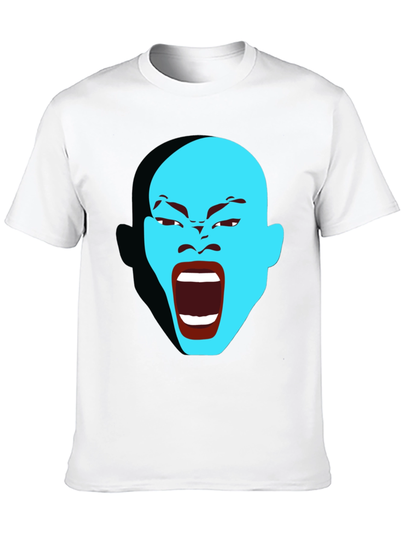 Black Screaming Blue Face Graphic T-Shirt view 10
