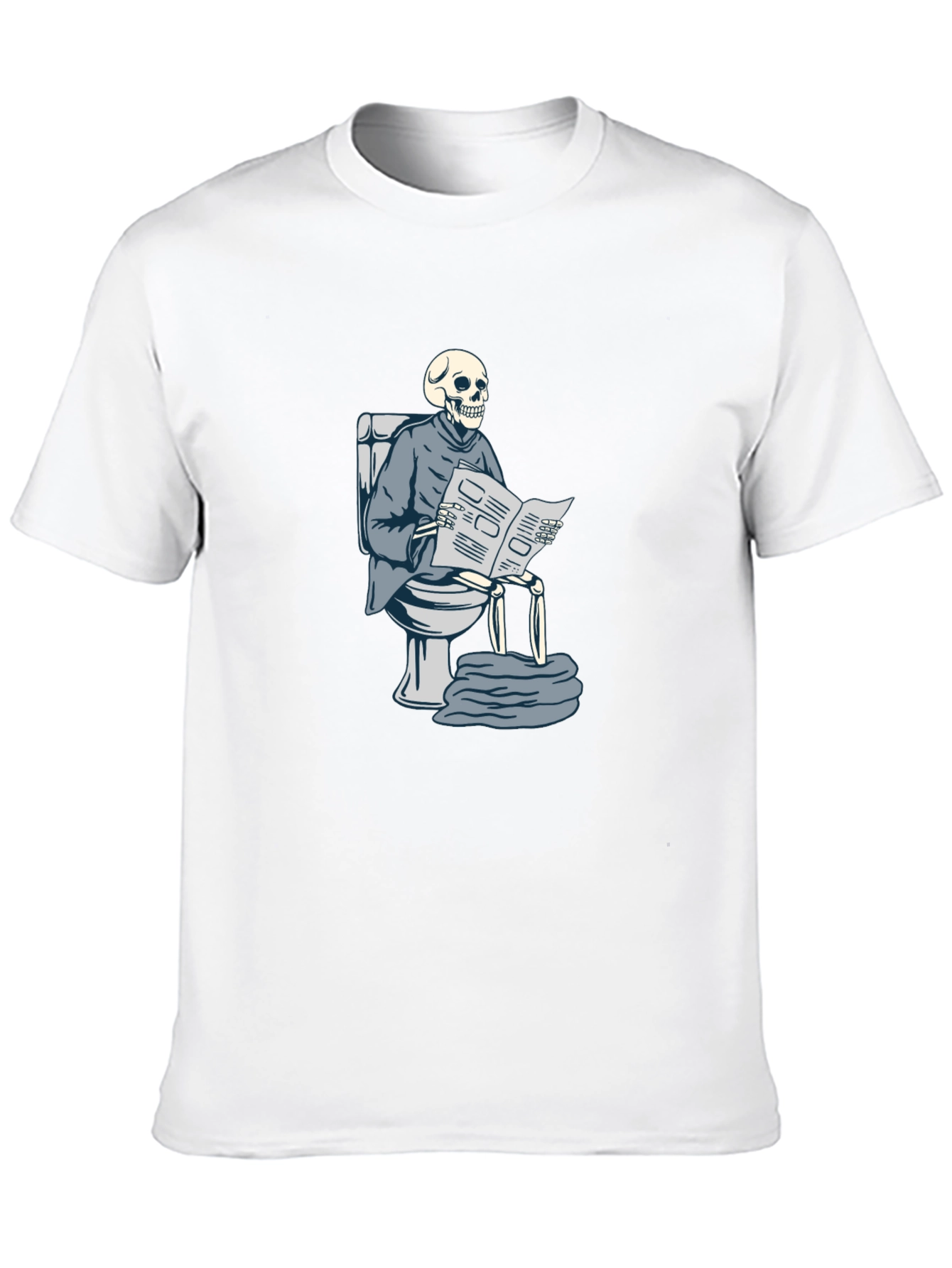 Black Skeleton on Toilet Reading T-Shirt view 10