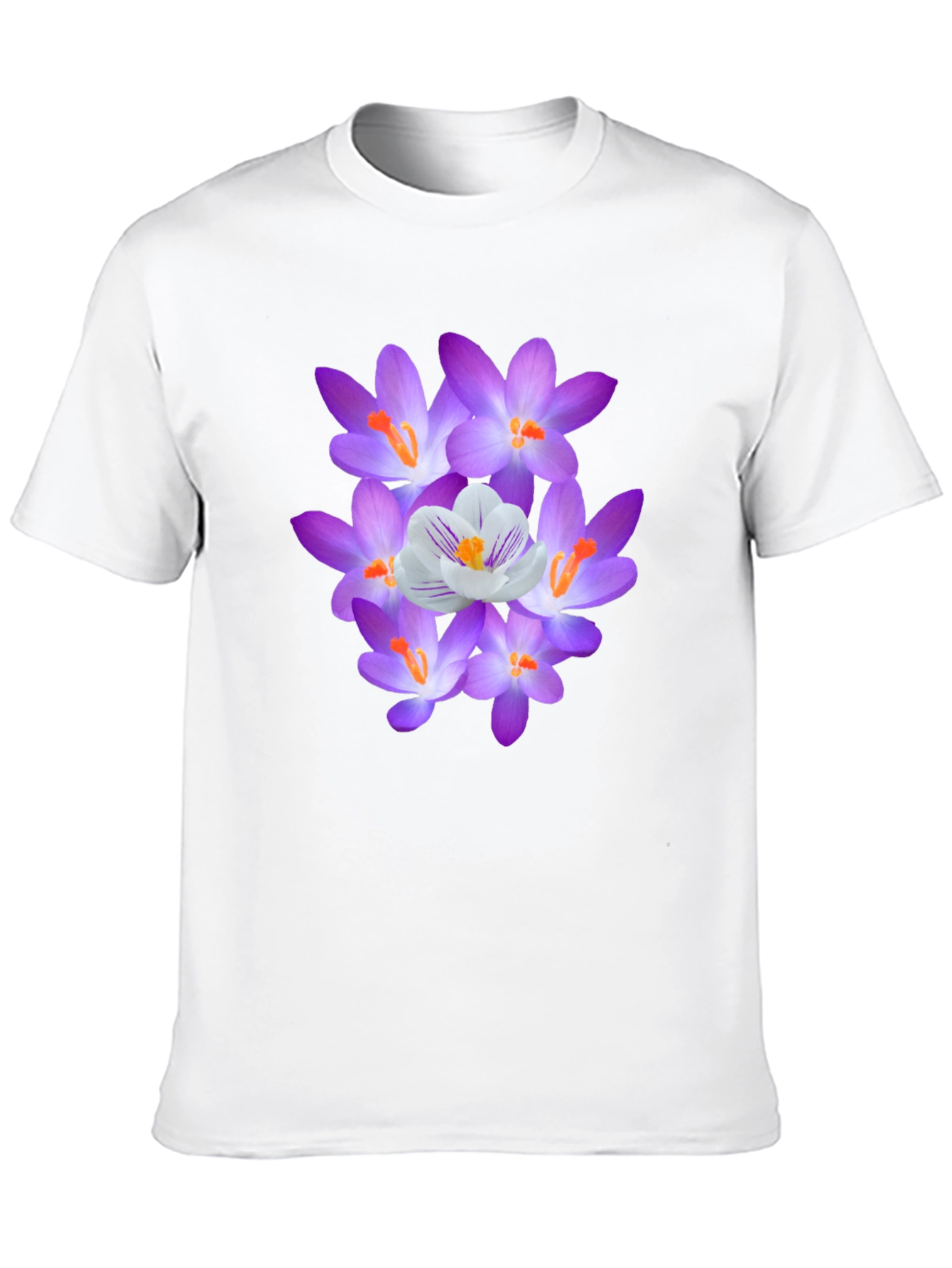 Black Floral Graphic Tee - Crocus Design, Soft Cotton Blend view 10