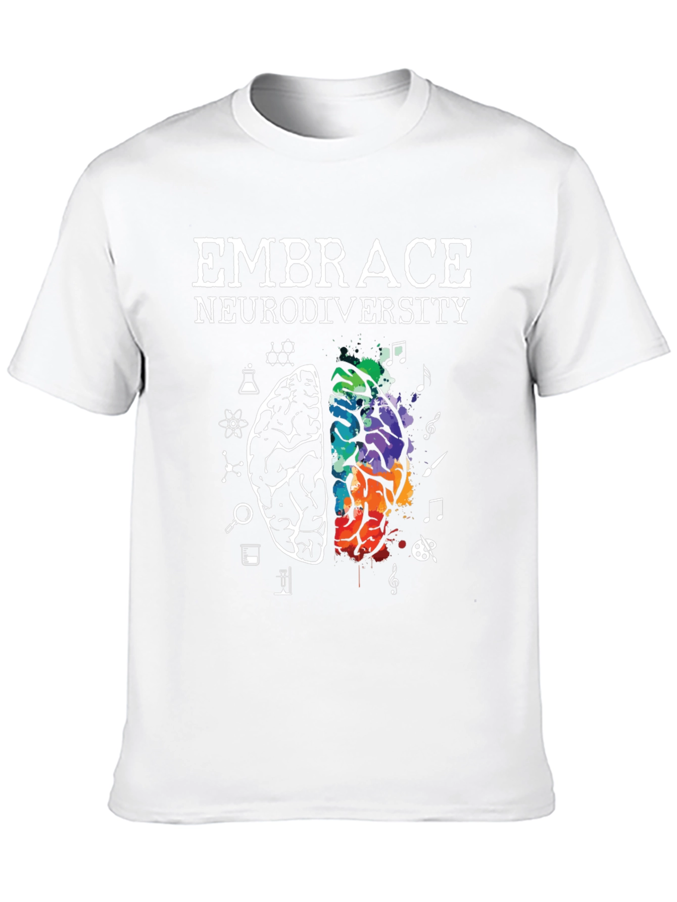 Black Embrace Neurodiversity Tee - Brain Graphic T-Shirt view 10