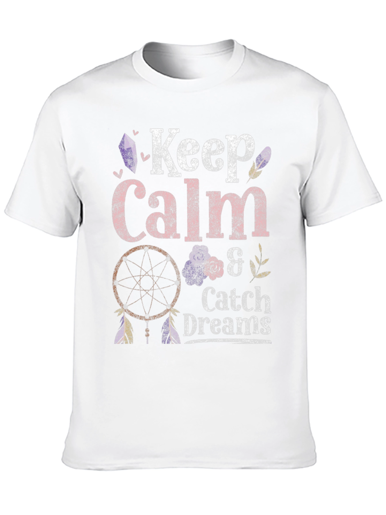 Keep Calm & Catch Dreams Graphic T-Shirt - Black - 10