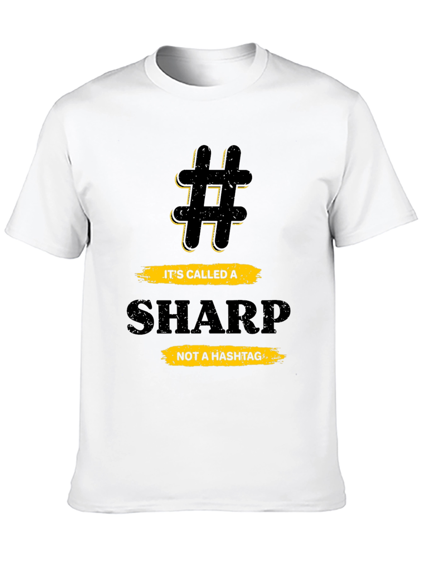 Black Funny Music Theory T-Shirt - Sharp Not a Hashtag view 10