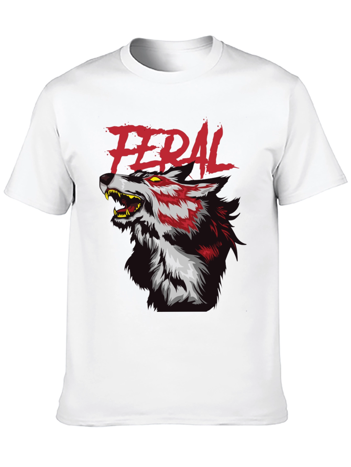 Black Feral Wolf Graphic Tee - Black Cotton T-Shirt view 10