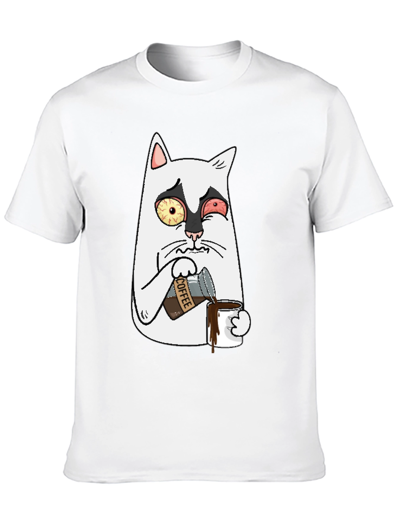 Black Funny Cat Coffee T-Shirt view 10
