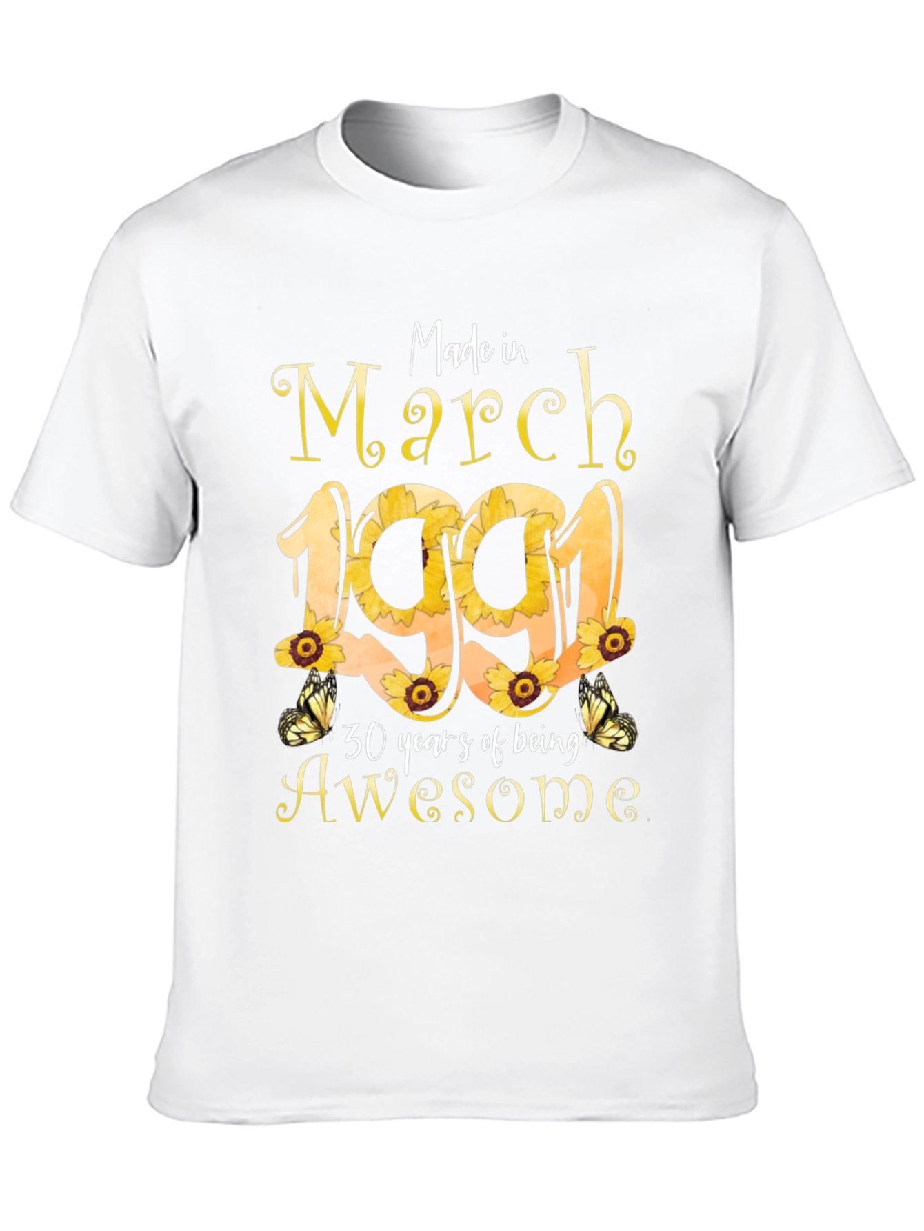 March 1991 Sunflower Birthday T-Shirt - 10