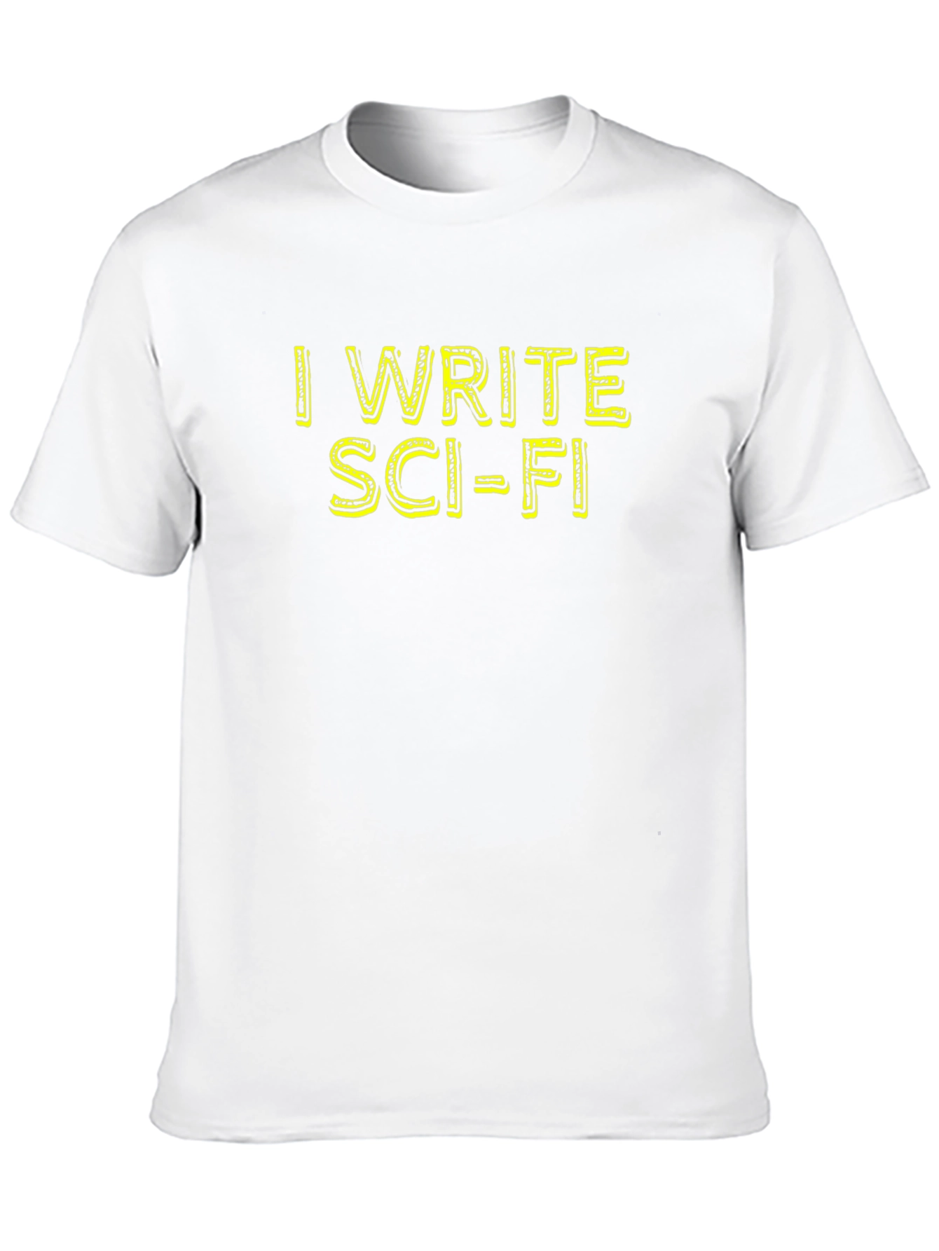 Black I Write Sci-Fi Black Cotton T-Shirt view 10
