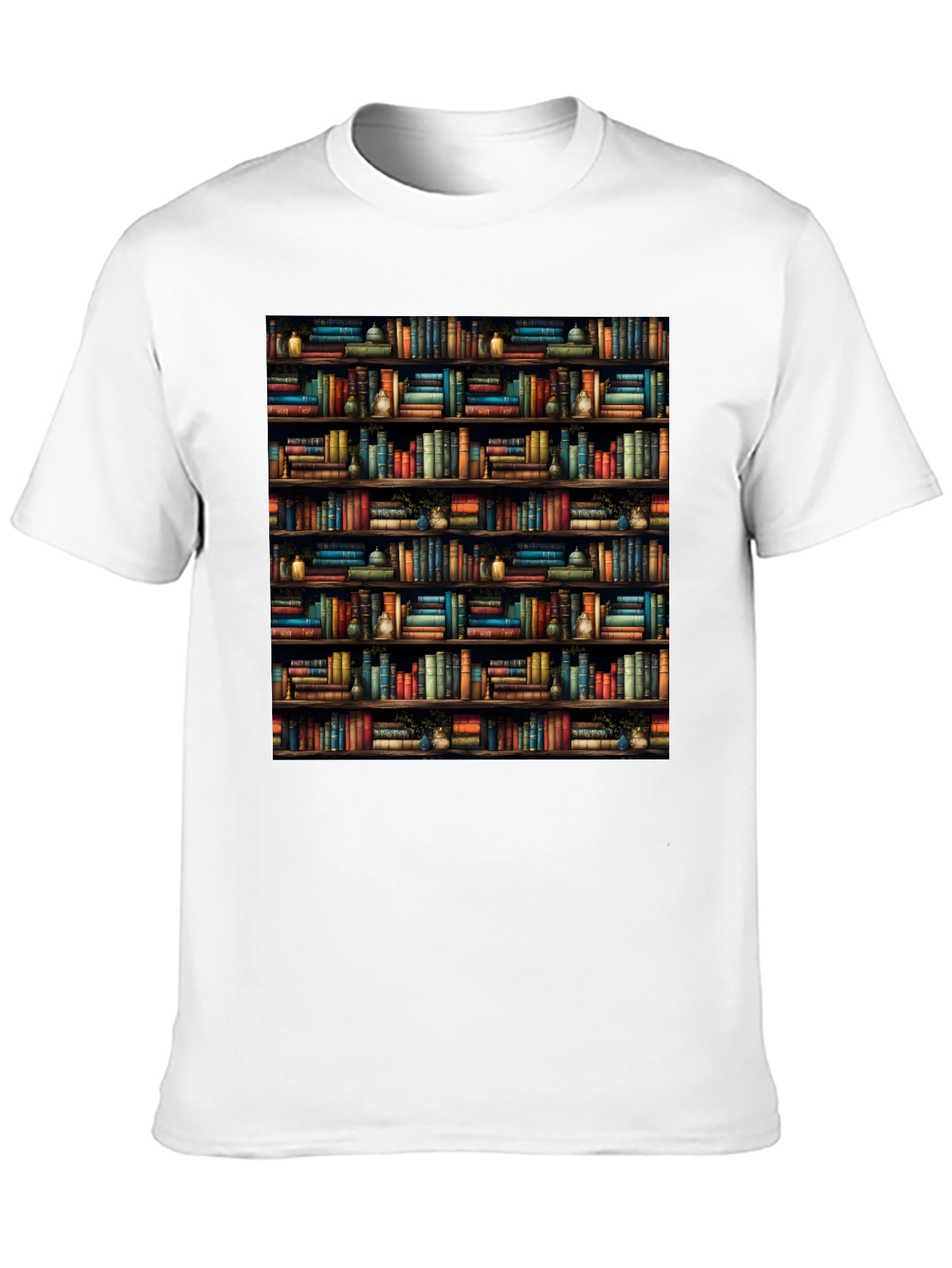 Black Bookcase Print Black T-Shirt view 10
